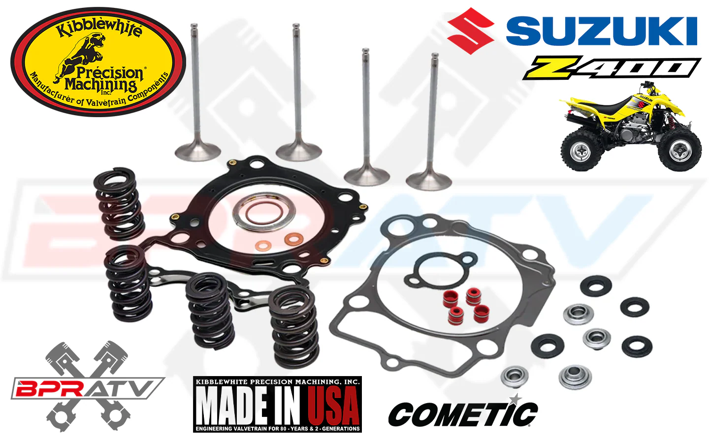 03-18 Suzuki LTZ400 KIBBLEWHITE Top End Piston Rebuild Kit Valves + Cylinder Kit - Image 5