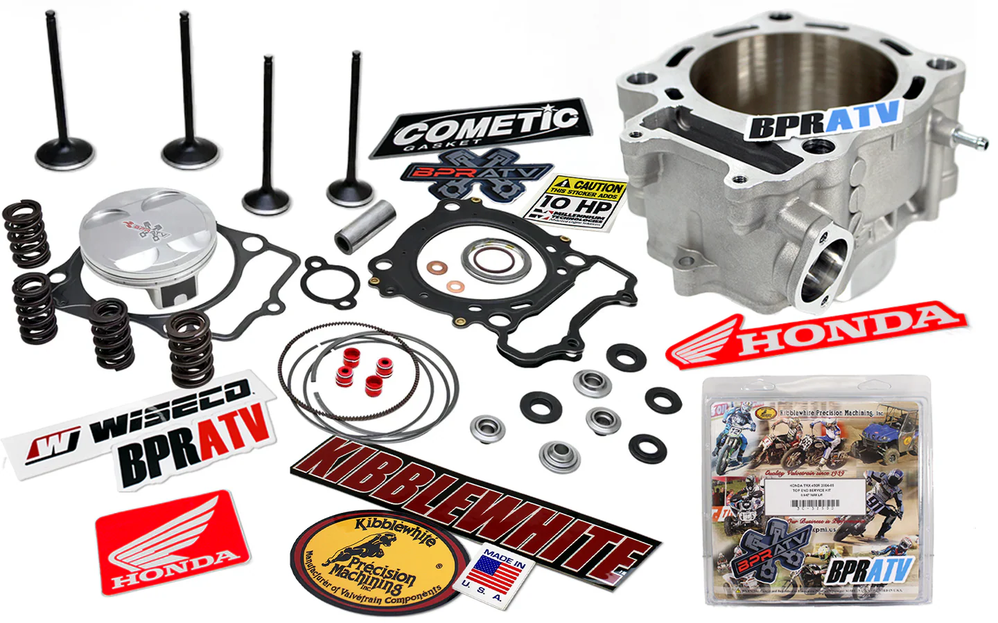 04-05 Honda TRX450R Kibblewhite Valves Springs Wiseco Piston Top End Rebuild Kit