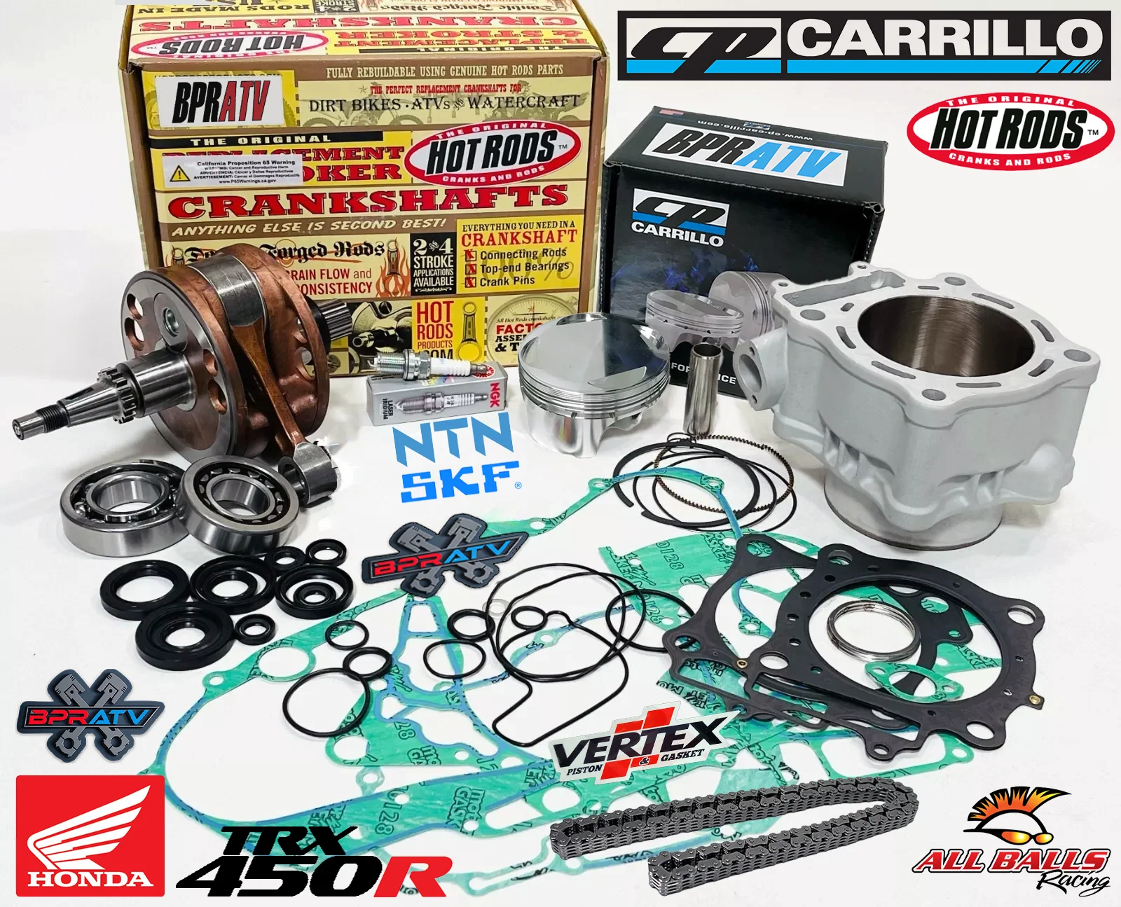 04 05 Honda TRX450R TRX 450R CP 13:1 Piston Hotrods Crank Full Motor Rebuild Kit - Image 2