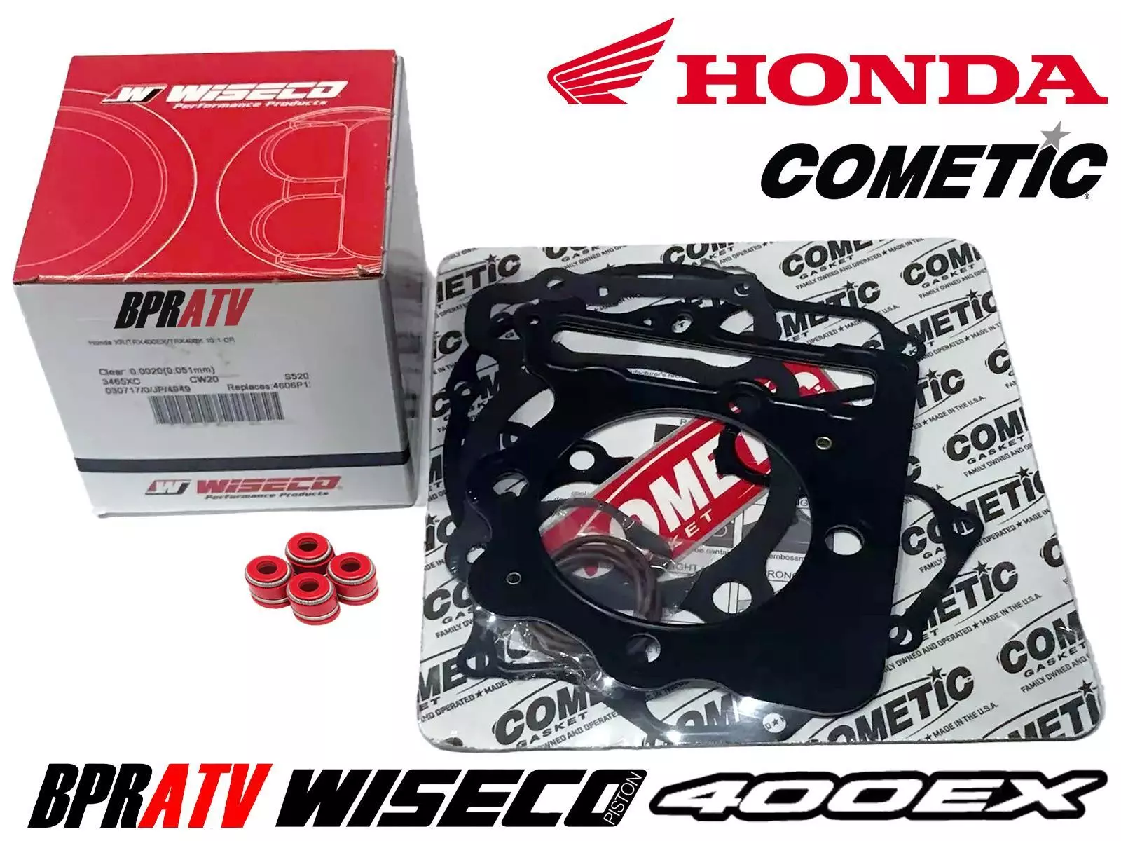 05-14 Honda 400EX 400X Wiseco Crank Rod Motor Rebuild Repair Kit Piston Gaskets - Image 8