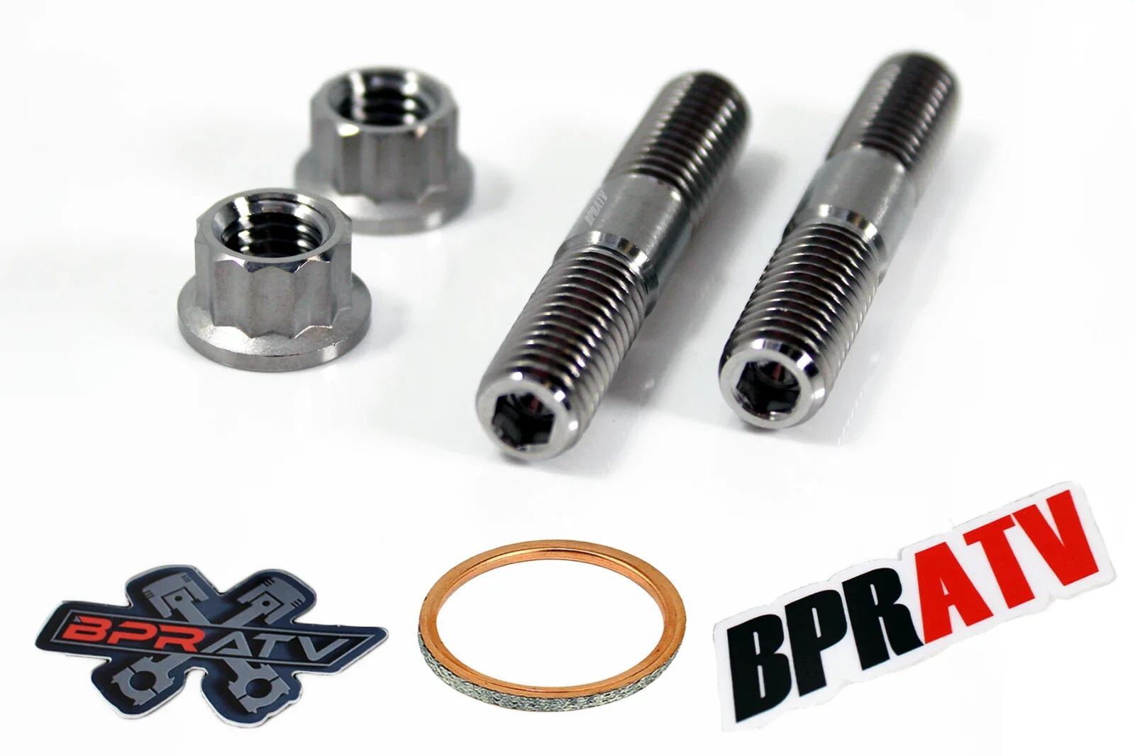 06-14 Grizzly 700 TITANIUM Exhaust Manifold Studs Nuts Head Pipe Stud Gasket Kit - Image 7