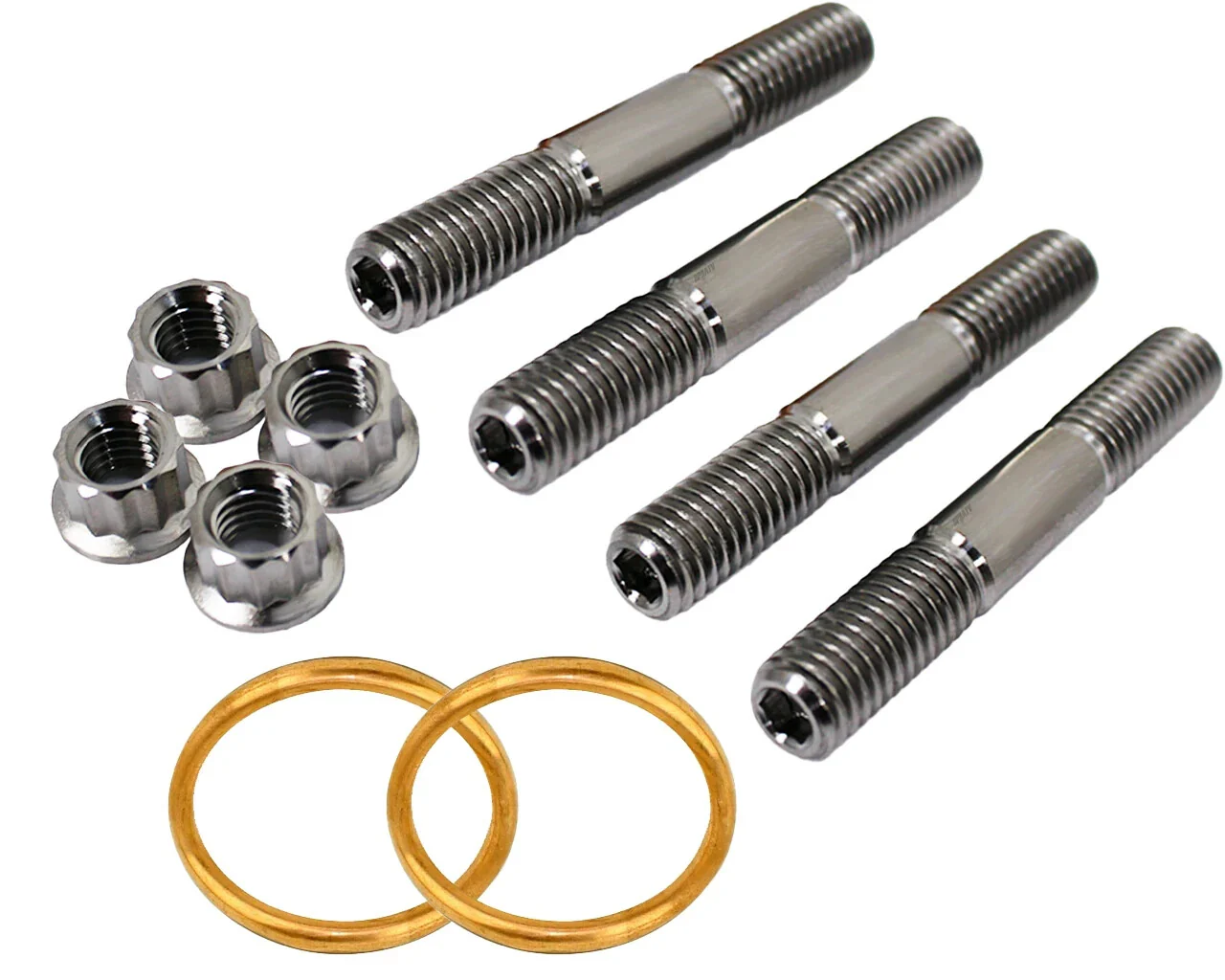 06-14 Grizzly 700 TITANIUM Exhaust Manifold Studs Nuts Head Pipe Stud Gasket Kit - Image 9