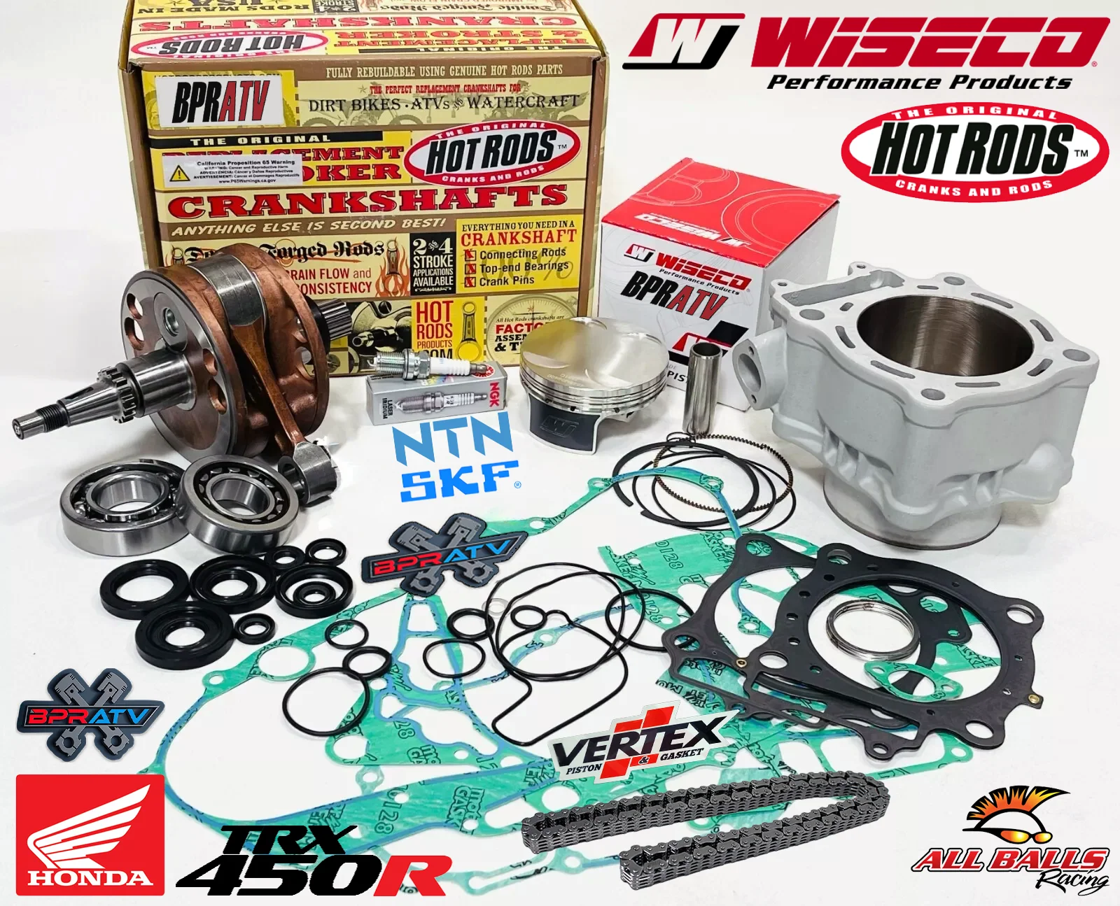 06-14 Honda TRX450R TRX 450R Hot Rods Crank & Wiseco Piston Cylinder Rebuild Kit - Image 2
