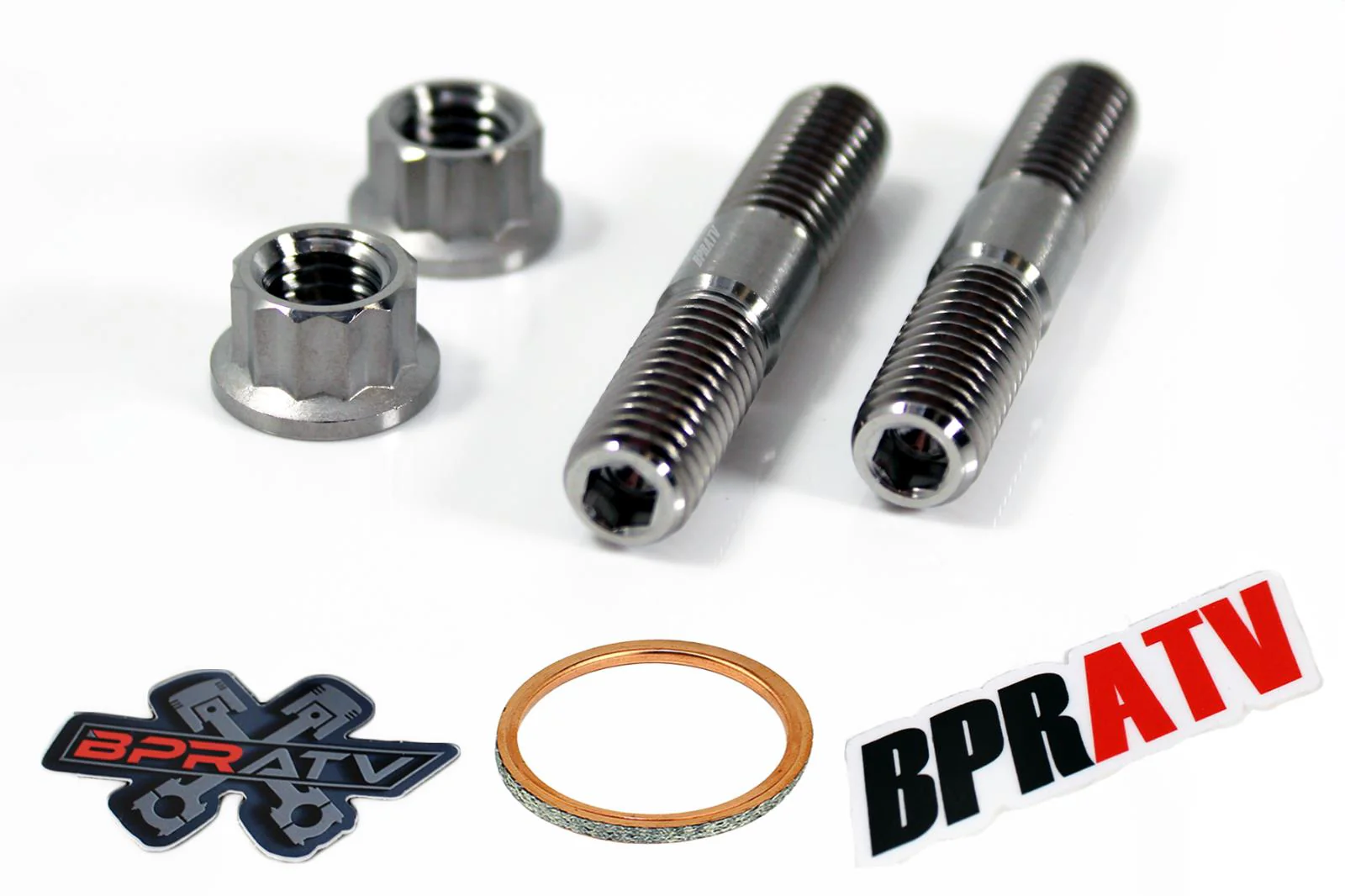 06-14 Raptor 700 TITANIUM Exhaust Studs Nut Donuts Gaskets Ti Head Pipe Stud Kit - Image 7