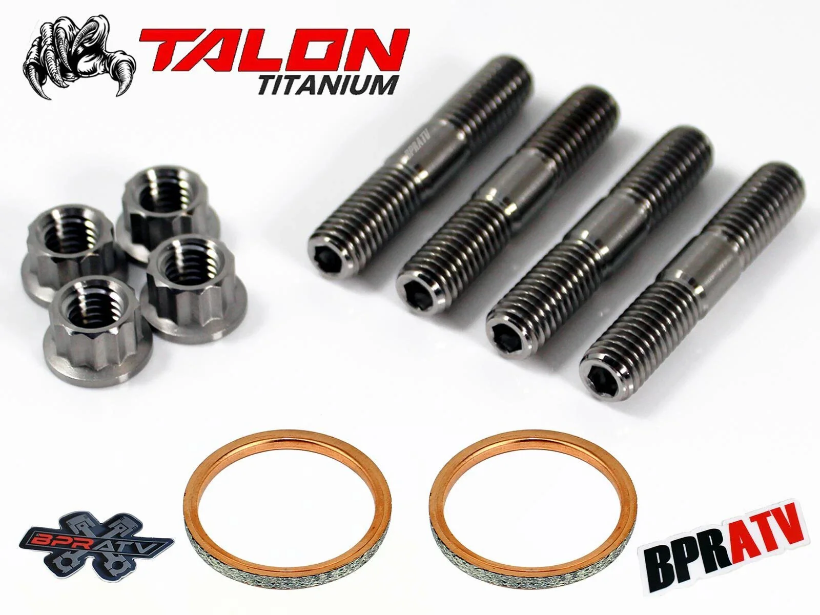 06-14 Rhino Grizzly 700 TITANIUM Exhaust Studs Gaskets Ti Head Pipe Stud Nut Kit - Image 4