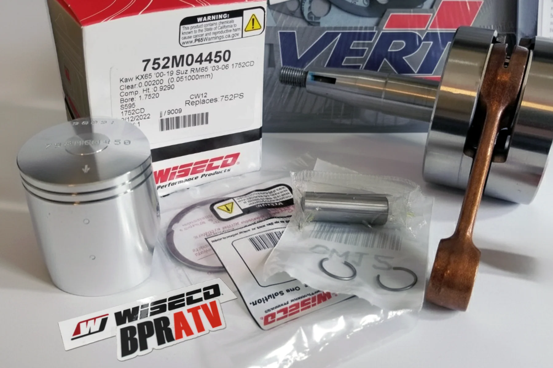 06-25 Kawasaki KX65 Hot Rods Bottom End Kit & Wiseco Piston Vertex Gaskets NEW! - Image 8