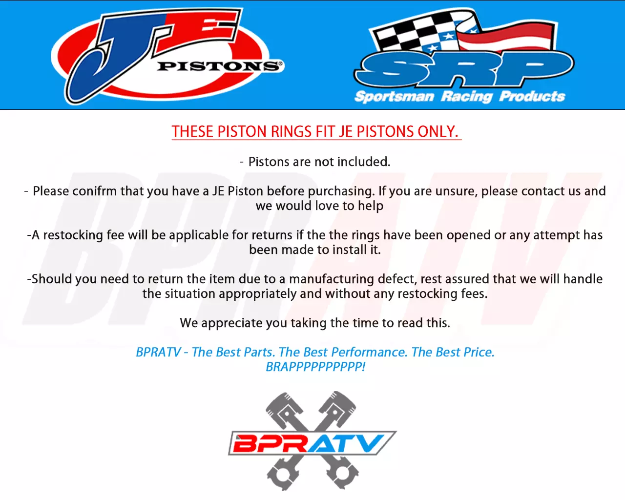 2006+ Honda TRX450R TRX 450R TRX450ER Stock 96mm 96 OEM Bore JE Piston Ring Set - Image 19