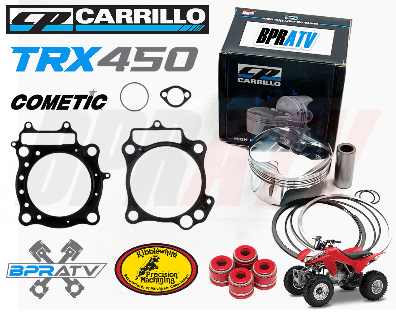06+ Honda TRX450R TRX 450R 96mm 13.5:1 Stock Bore CP Race Piston Cometic Gaskets - Image 3