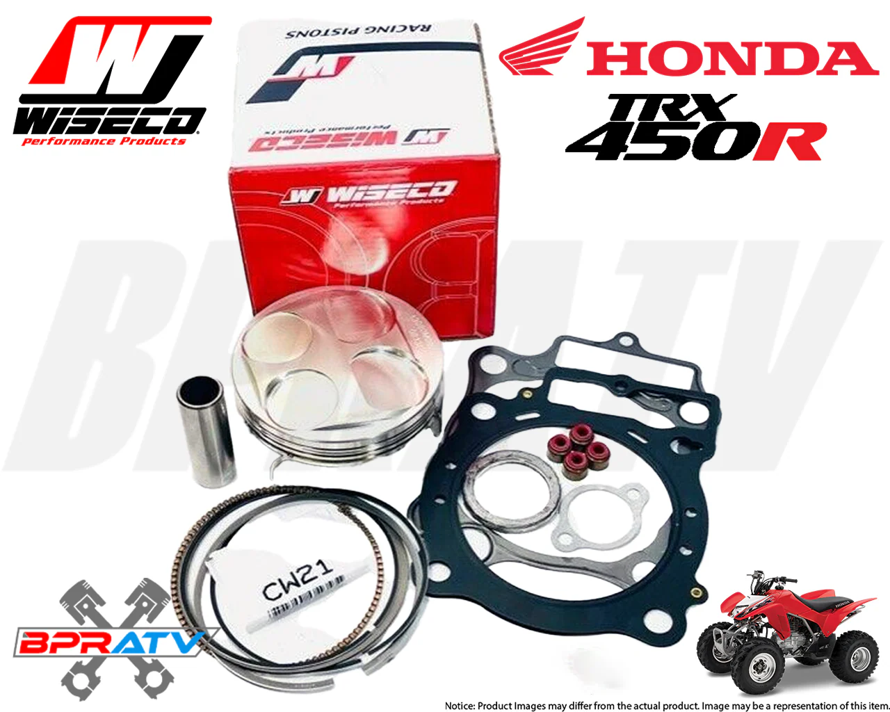 06+ TRX 450R TRX450ER OEM Honda Cylinder Stock Bore Top End Rebuild Assembly Kit - Image 10