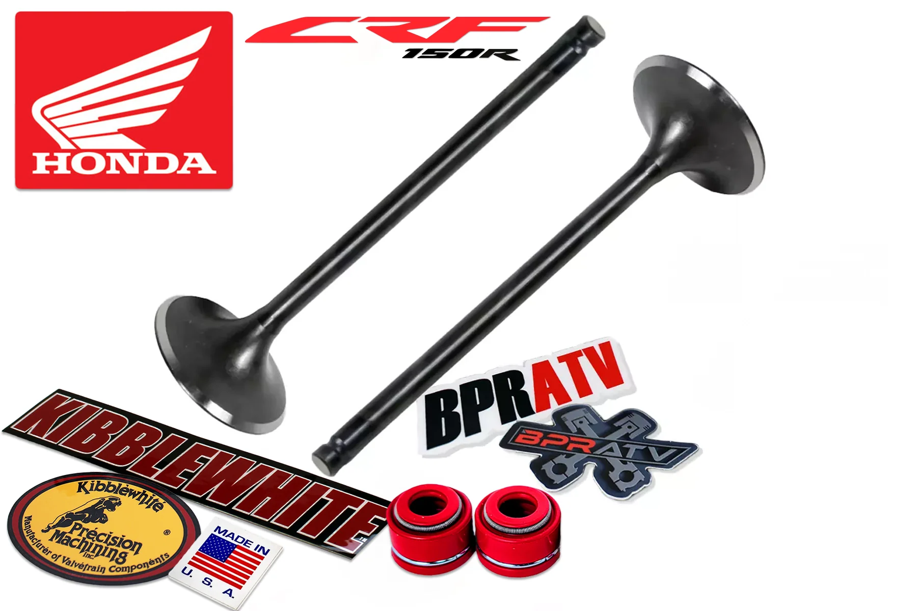 07-25 Honda CRF150R CRF 150R Kibblewhite Head Intake Valves RED Seals Set Pair - Image 2