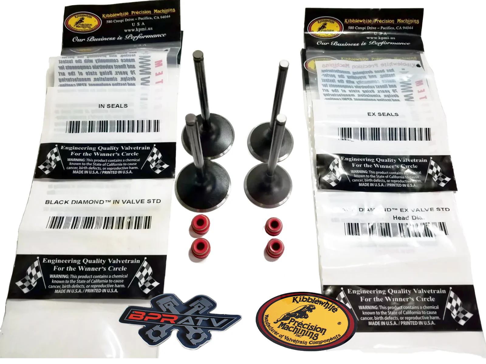 08-20 Kawasaki KLX450R KLX 450R Kibblewhite Head Intake Exhaust Valves RED Seals - Image 2