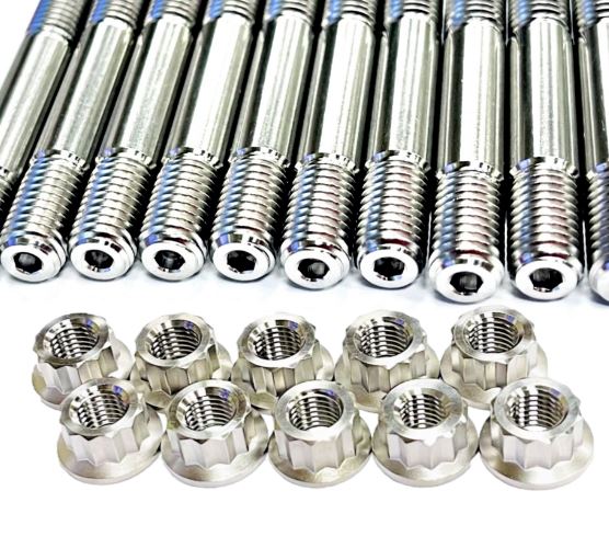 08+ Honda CBR1000RR Cylinder Head Stud Kit TITANIUM Crankcase Stud 12 Pt Nut Kit - Image 2