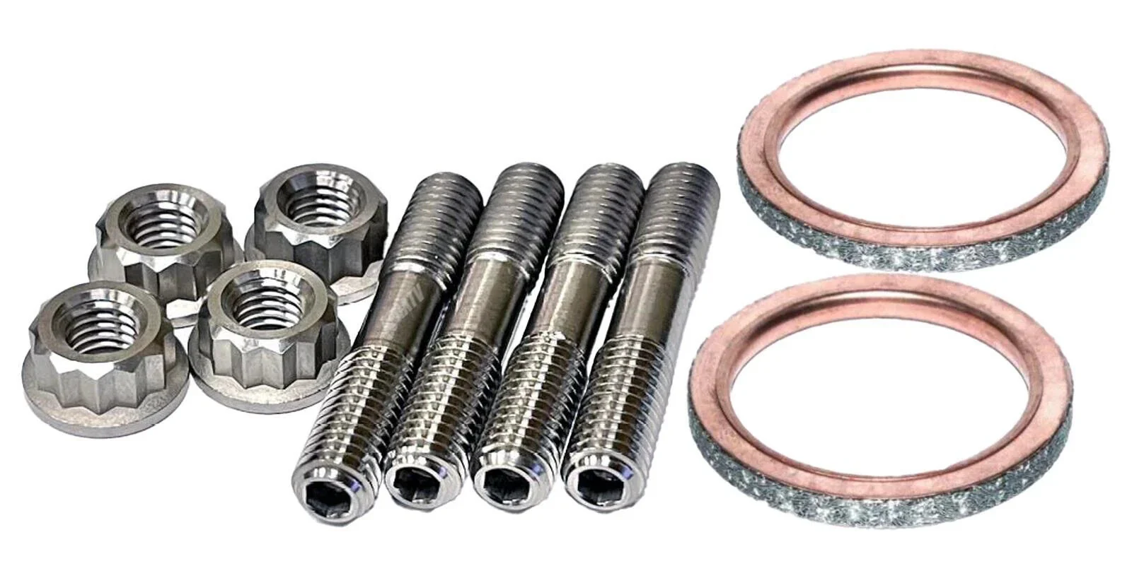 09-15 Grizzly 550 TITANIUM Exhaust Manifold Studs Nut Gaskets Head Pipe Stud Kit - Image 10