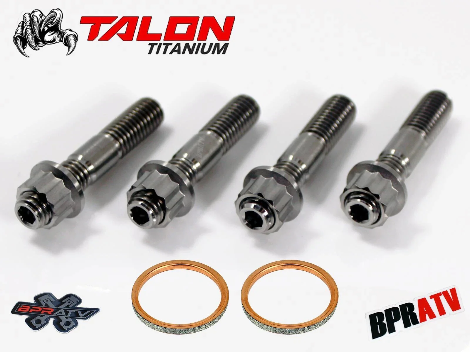 09-15 Grizzly 550 TITANIUM Exhaust Manifold Studs Nut Gaskets Head Pipe Stud Kit - Image 3