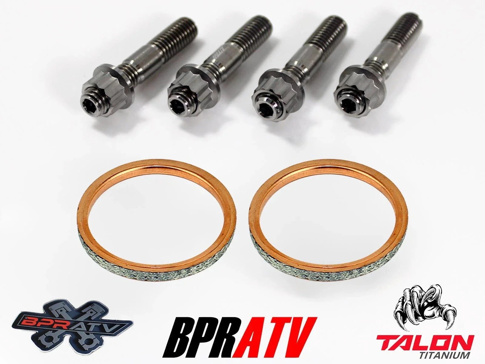 09-15 Grizzly 550 TITANIUM Exhaust Manifold Studs Nut Gaskets Head Pipe Stud Kit - Image 5