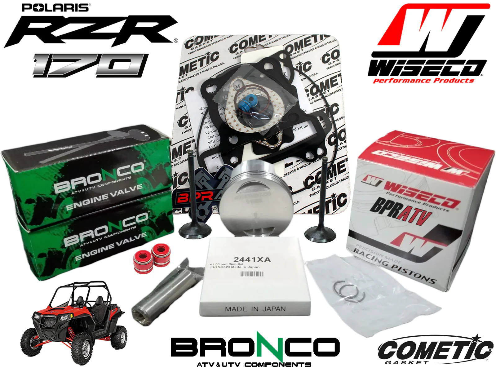09-21 RZR 170 RZR170 Cylinder Head Valves Rebuild Wiseco Piston Cometic Top End - Image 2