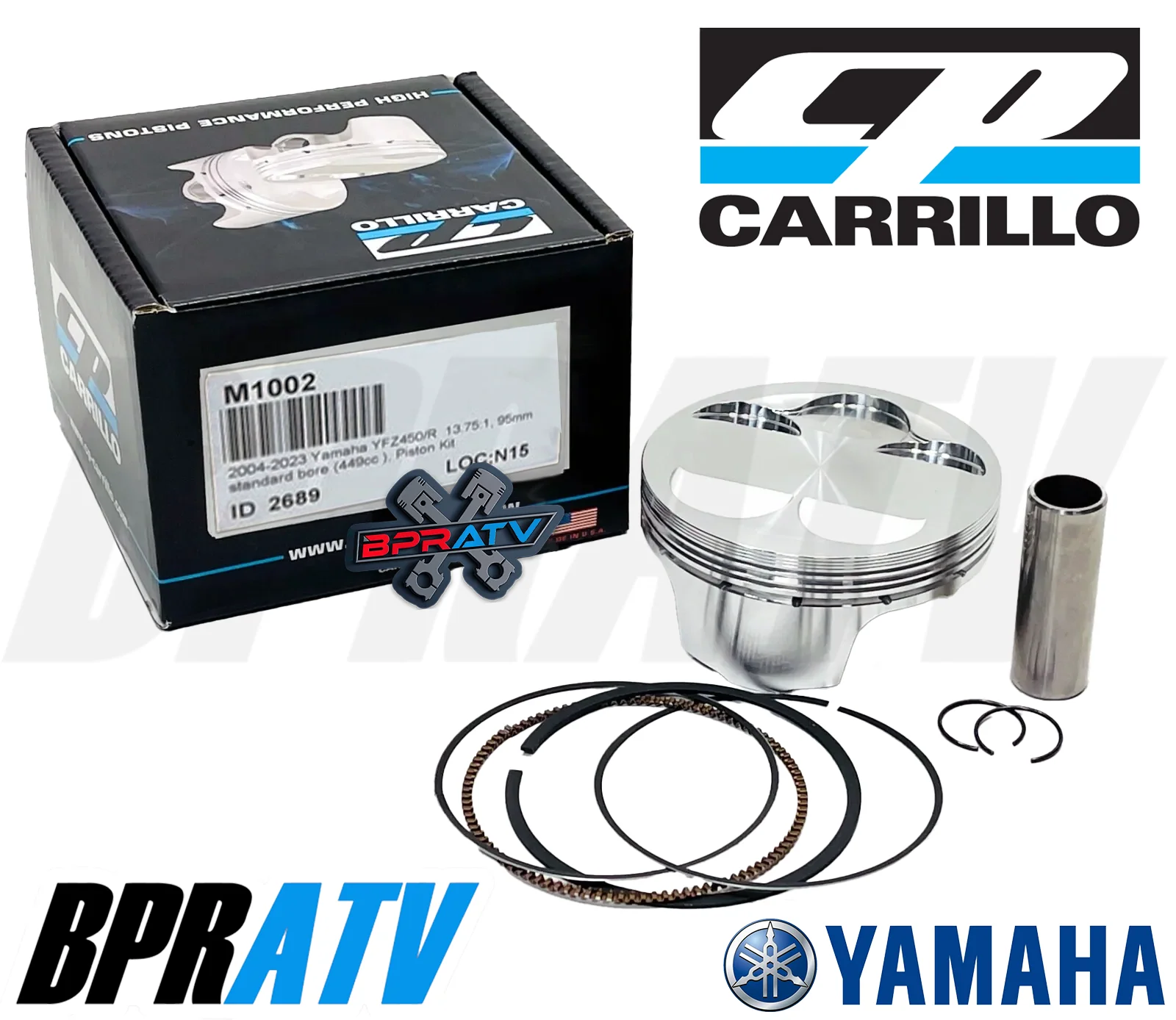 10-11 YFZ450X YFZ 450X 95mm 13.75:1 CP Carrillo Stock Bore RACE GAS Piston Rings - Image 2