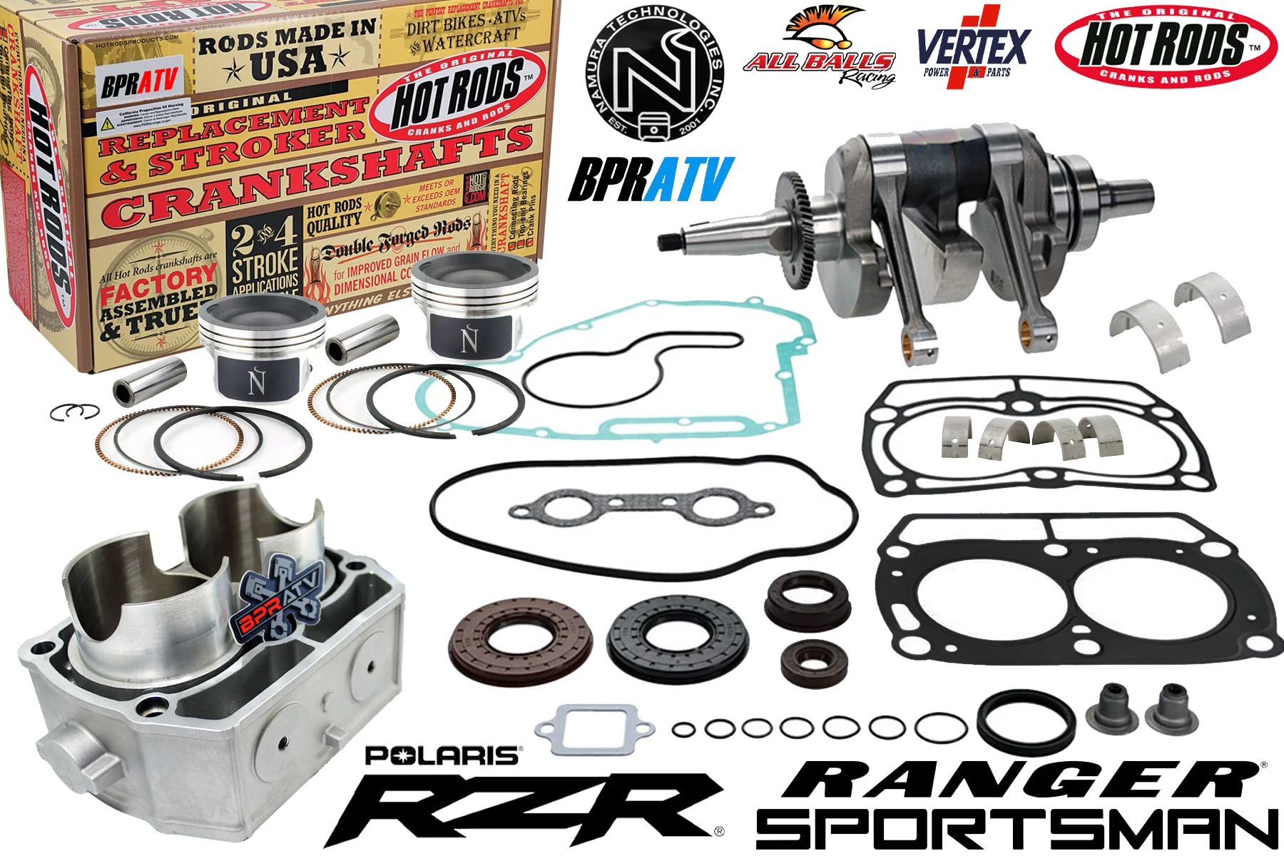 11-13 Polaris Sportsman 800 Engine Rebuild Kit Hot Rods Crankshaft Piston Gasket - Image 2