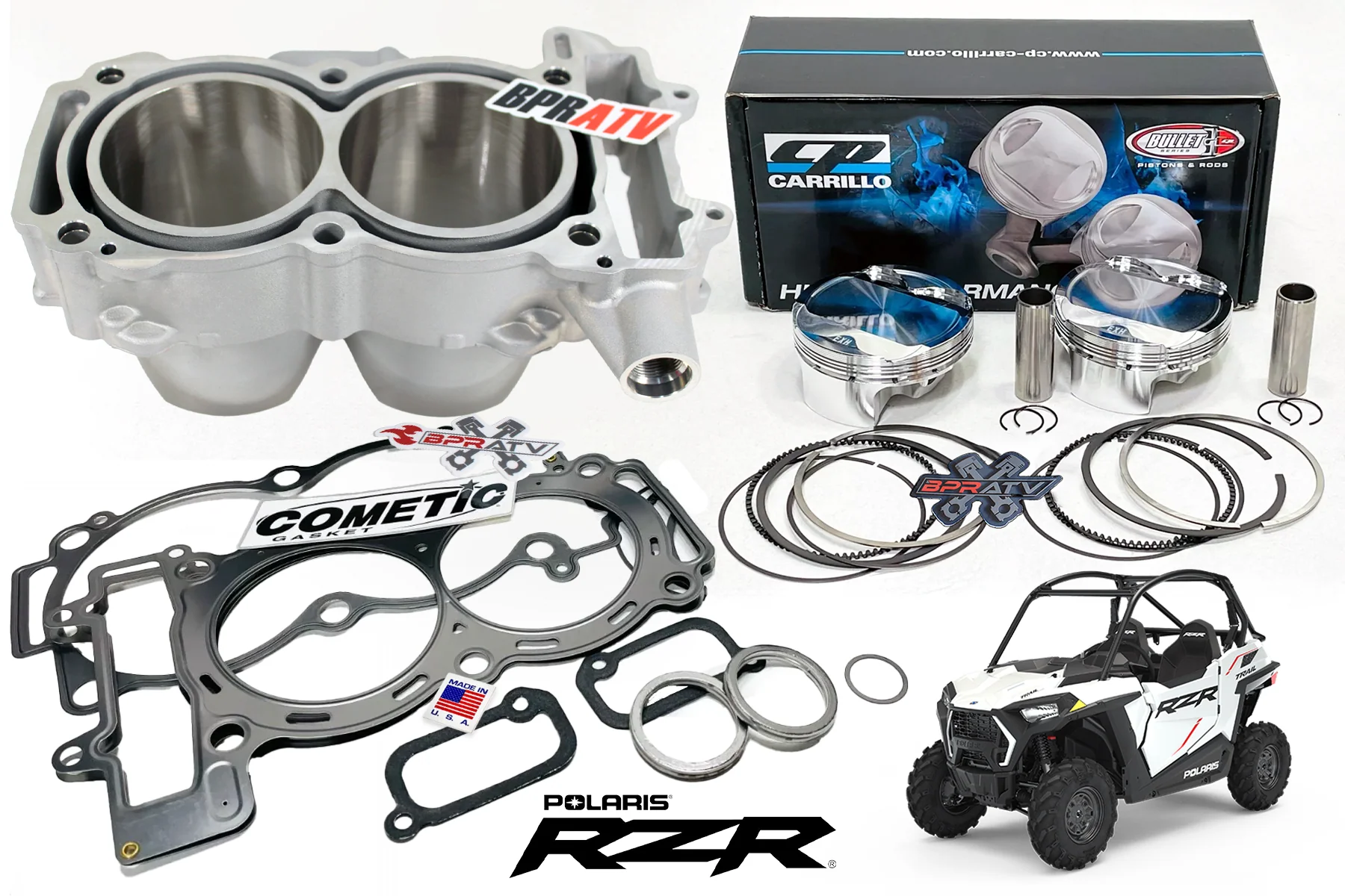 11-14 Polaris RZR XP 900 XP900 93mm Cylinder CP 10.5:1 Pistons & Cometic Gaskets - Image 2