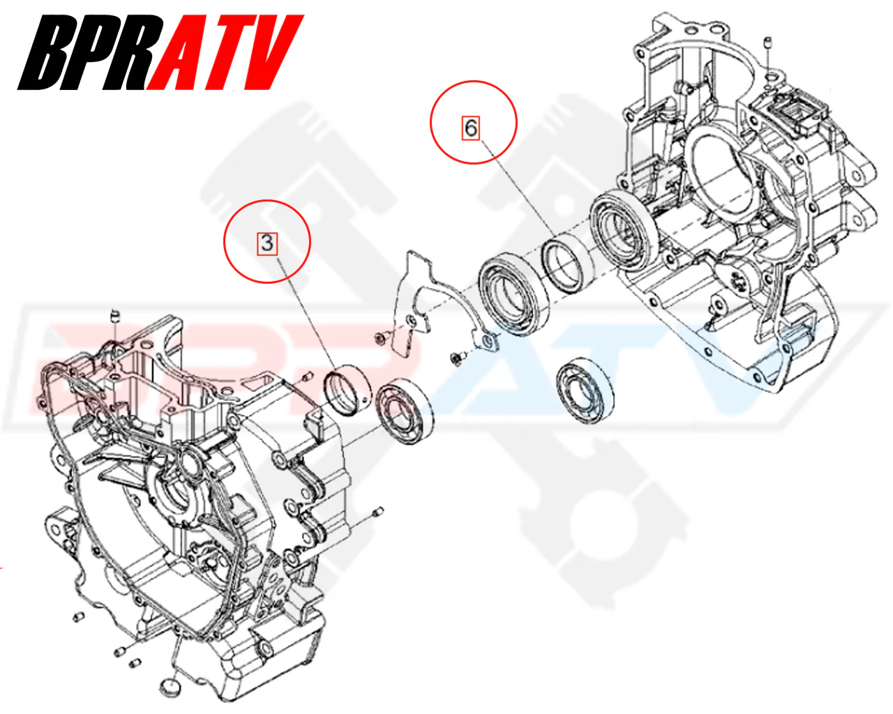 14-17 Polaris Sportsman 570 BPRATV HD Crankcase Main Bearing Bushing Spacer Kit - Image 4