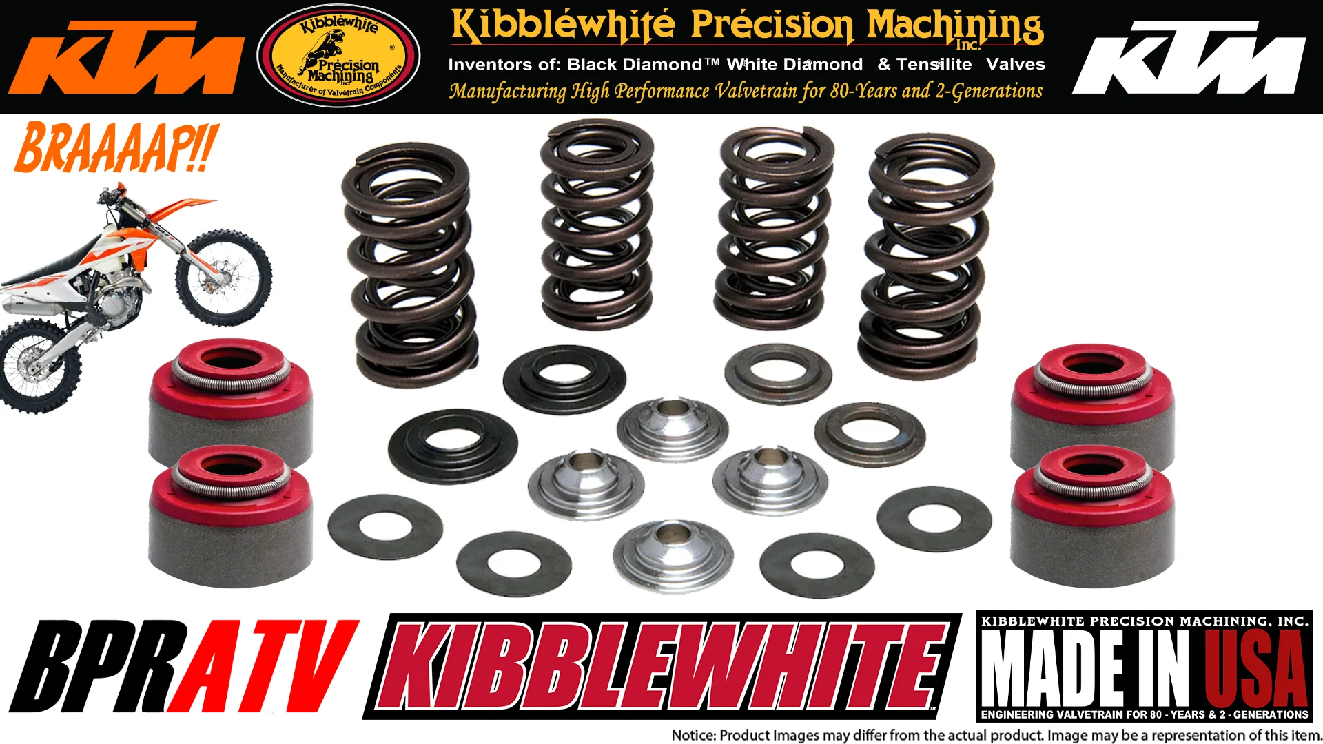 16-22 KTM 350 XC-F SX-F XCF SXF Kibblewhite RACE Titanium Valves Springs Kit - Image 2