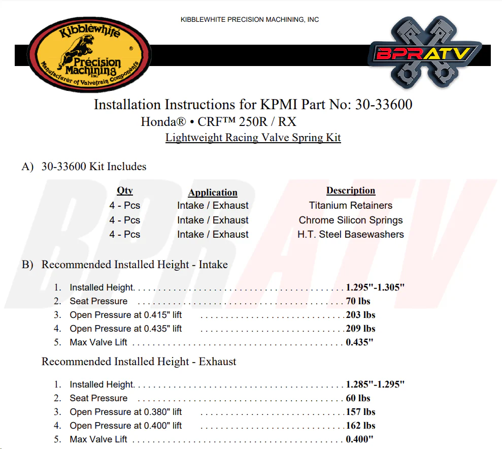 18-24 CRF250R CRF 250R Kibblewhite Intake & Exhaust Valves & TITANIUM Spring Kit - Image 7