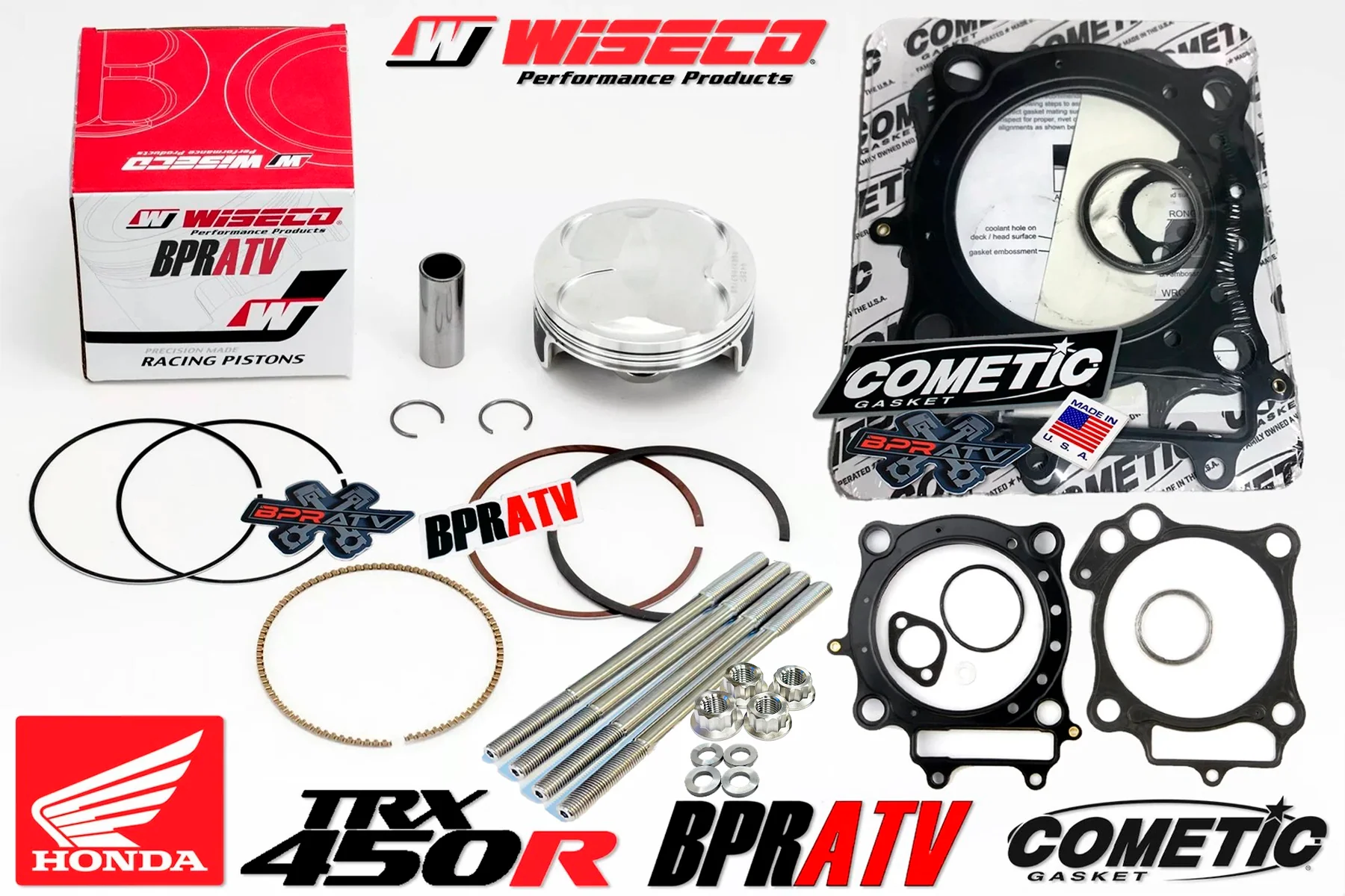 2004 2005 TRX450R Wiseco 94mm Hi Compression 14:1 Piston Ti Stud Kit Cometic MLS - Image 6