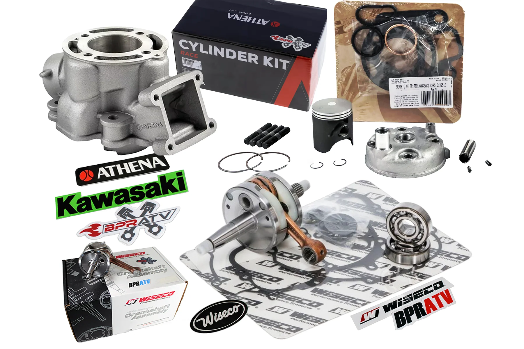 Kawasaki KX65 Complete Engine Rebuild Kit Athena Cylinder Wiseco Crank 2002-2026