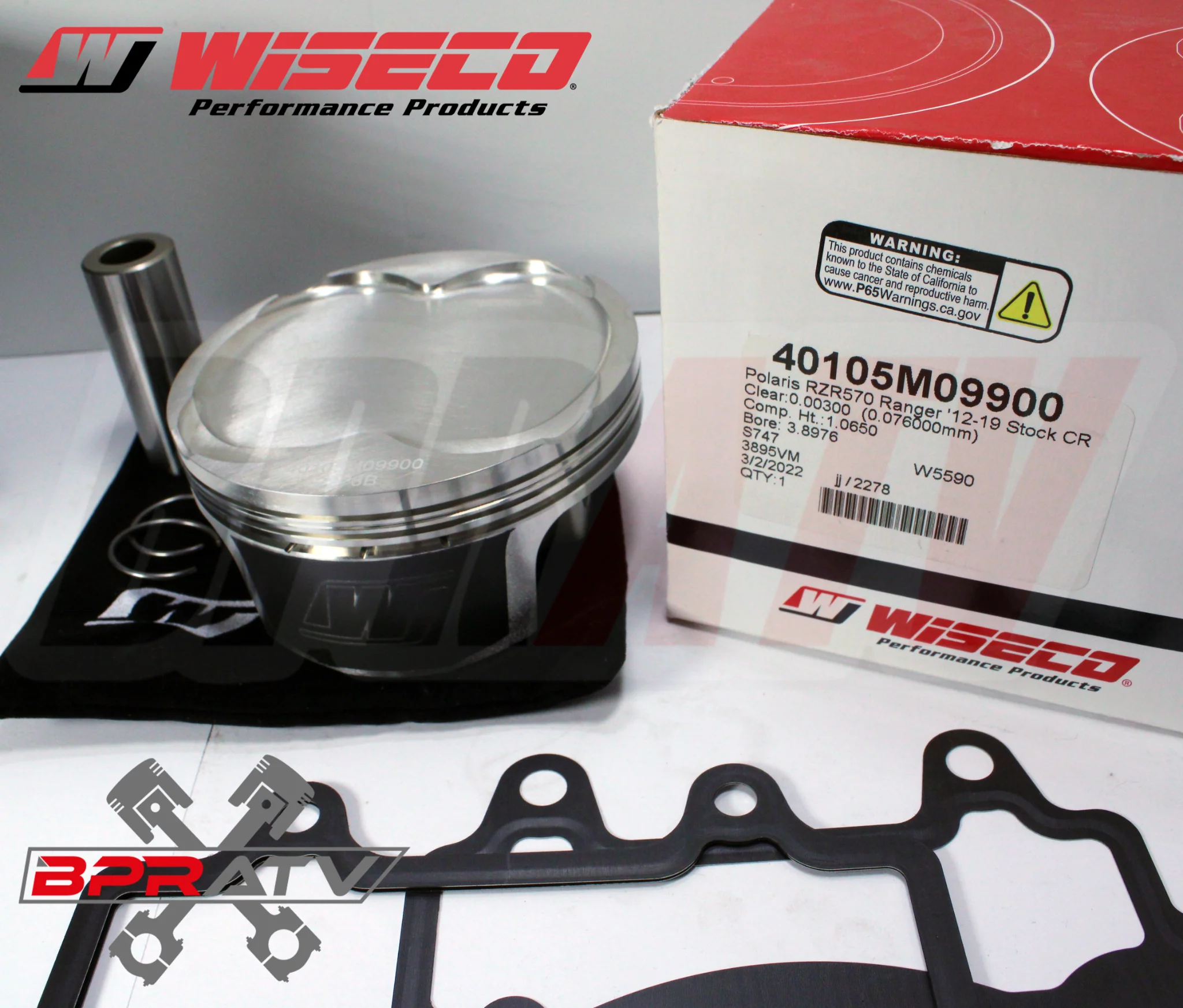 21-22 Polaris RZR TRAIL 570 Wiseco Piston Cylinder Gasket Top End Rebuild Kit - Image 4