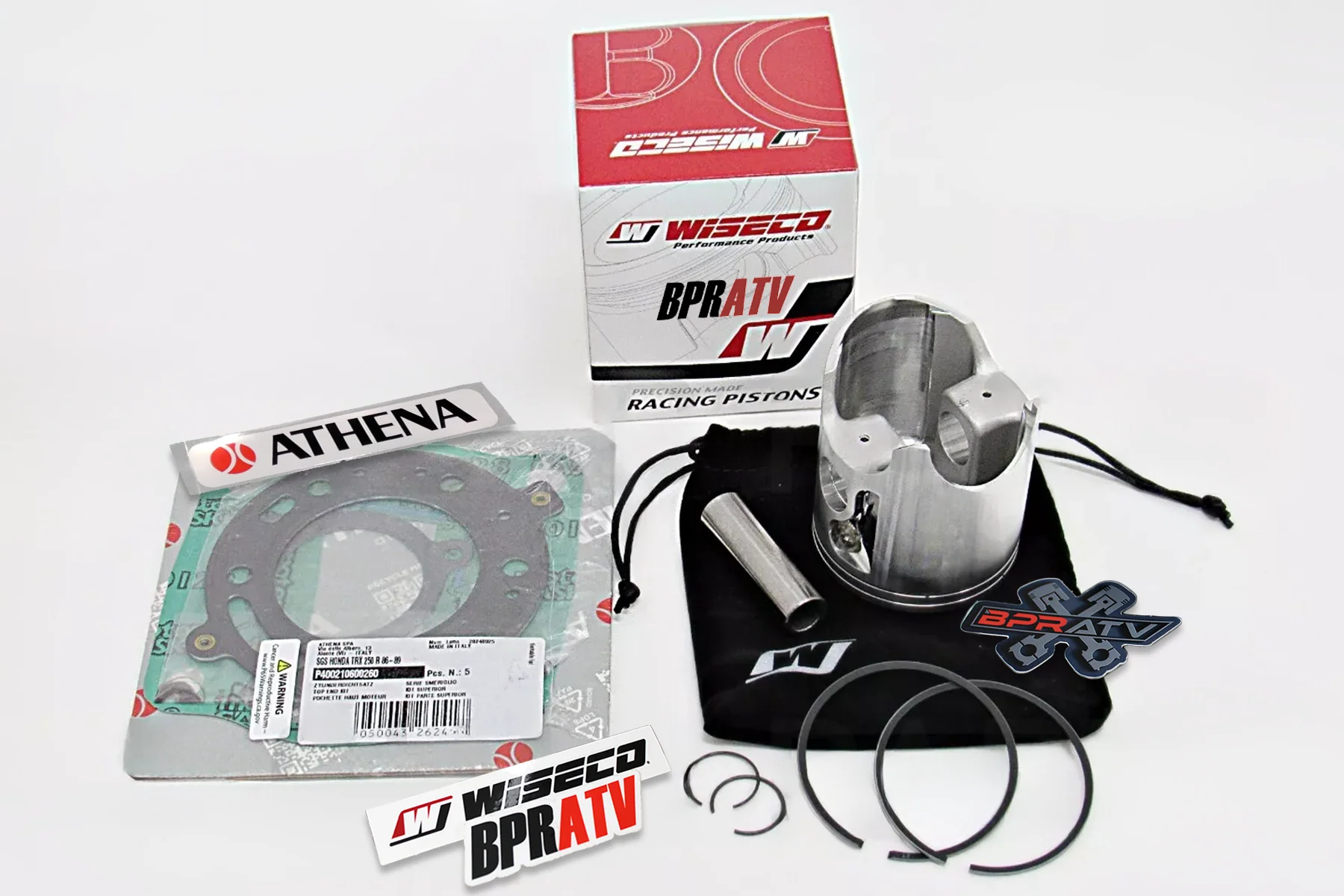 85 86 Honda TRX250R TRX ATC 250R Wiseco 68mm +2 Piston Athena Gasket Rebuild Kit - Image 18