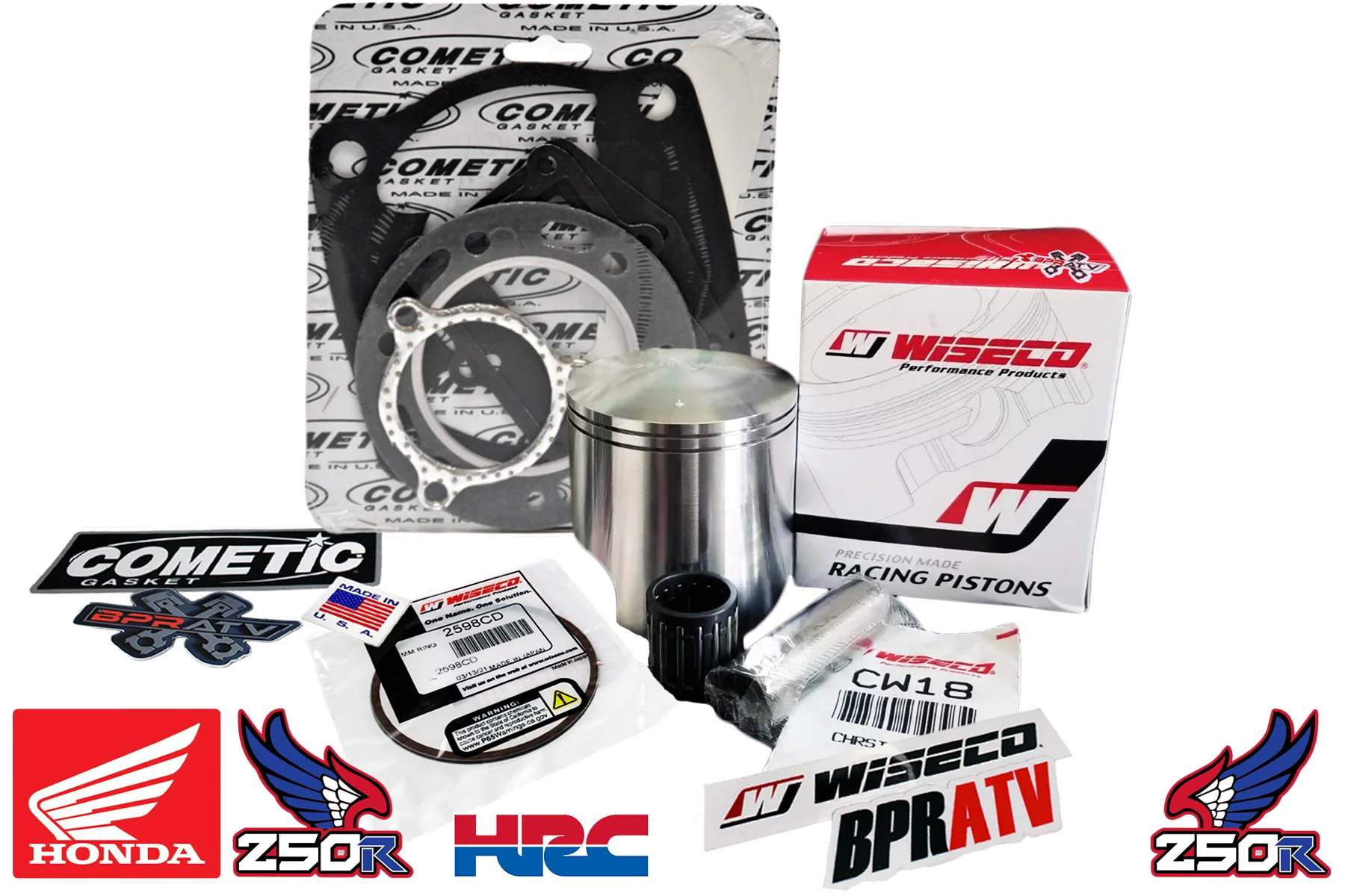 85 86 Honda TRX250R TRX ATC 250R Wiseco 68mm +2 Piston Athena Gasket Rebuild Kit - Image 3