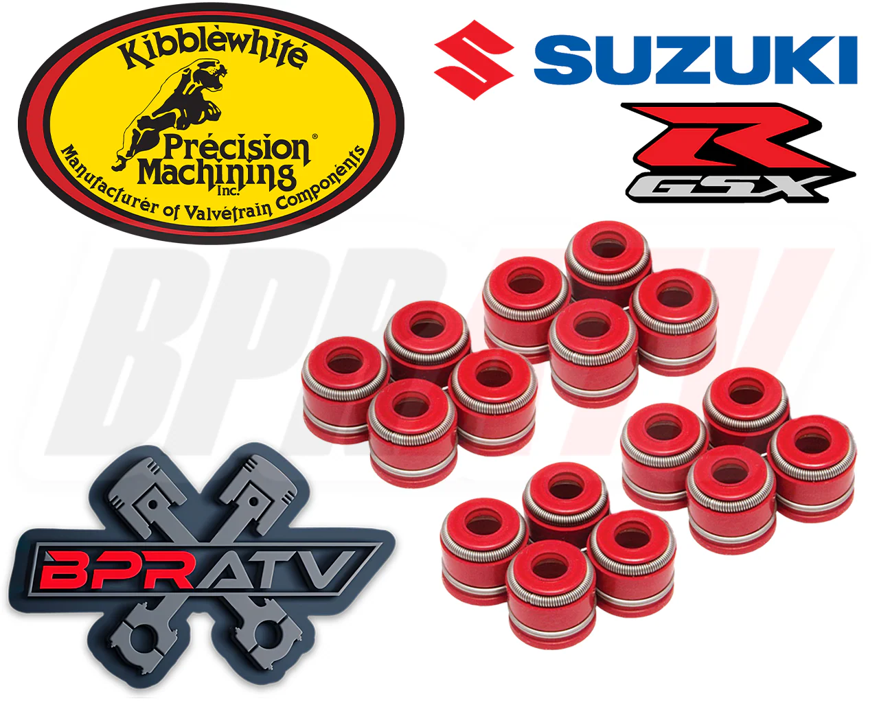 99-17 Suzuki GSX-1300R Hayabusa Kibblewhite Red Viton Valve Seals Head Rebuild - Image 2