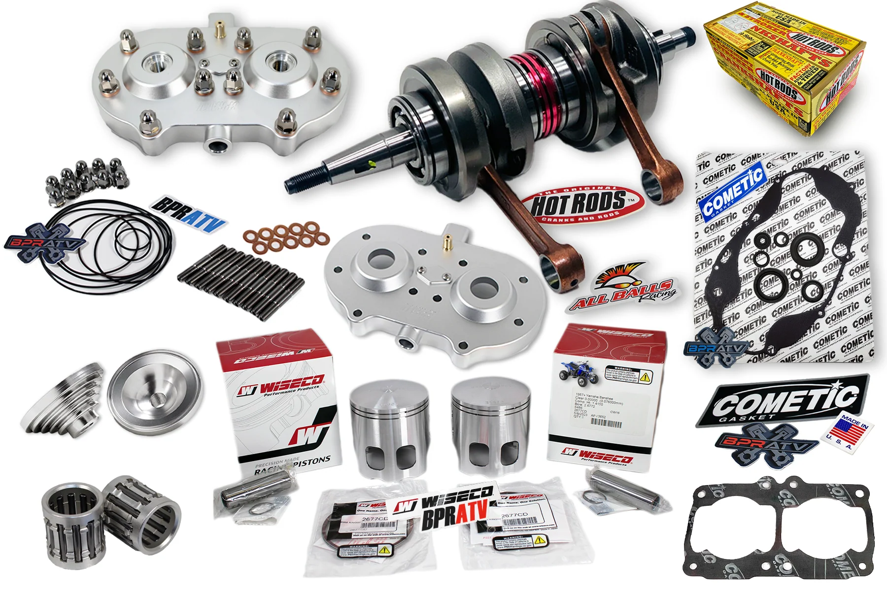 Banshee Athena 68mm Big Bore 421 Stroker Crank WISECO Pistons BPR Head Domes Cub