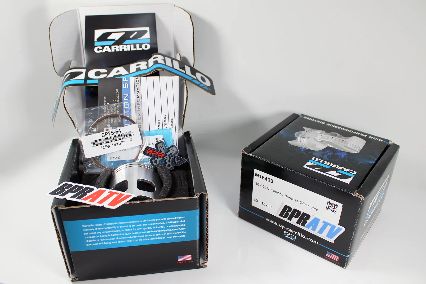 Banshee Stock Cylinders 64mm CP Carrillo Forged Pistons Top End Rebuild Kit NEW! - Image 13
