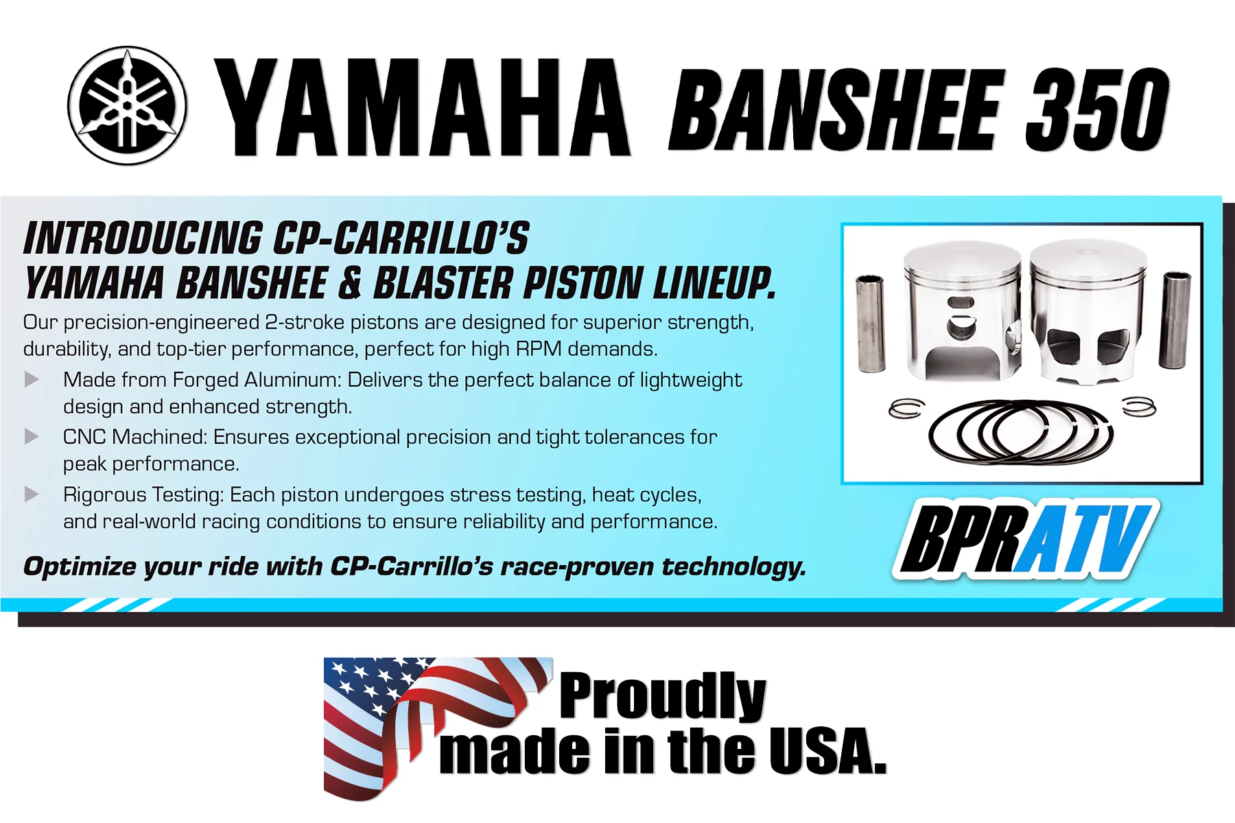 Banshee Yamaha CP-Carrillo 64mm Stock Bore Forged Pistons Kit Race Proven Parts! - Image 4