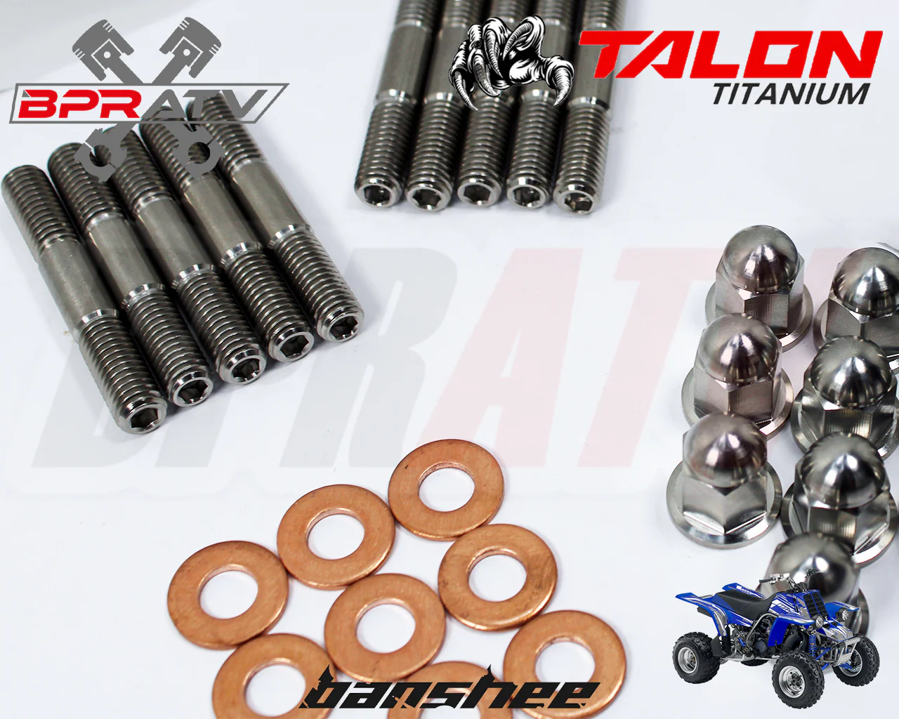 Banshee YFZ 350 BPRATV TITANIUM Cylinder Head Bolts Stud Kit Ti ACORN Nuts Set - Image 5