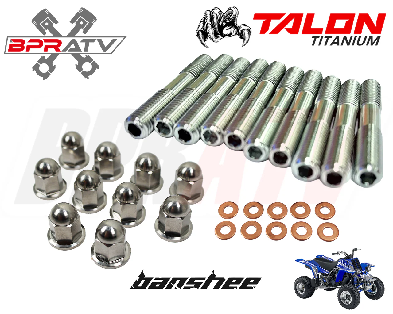 Best Yamaha Banshee YFZ 350 TITANIUM OEM Cylinder Head Stud Kit ACORN Nuts Set - Image 3