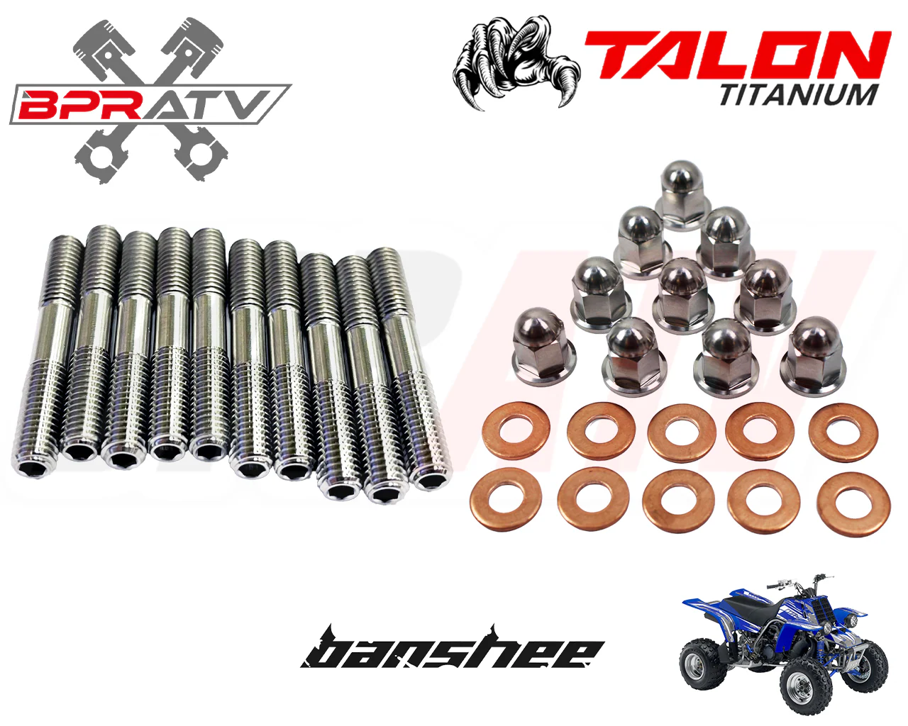 Best Yamaha Banshee YFZ 350 TITANIUM OEM Cylinder Head Stud Kit ACORN Nuts Set - Image 4