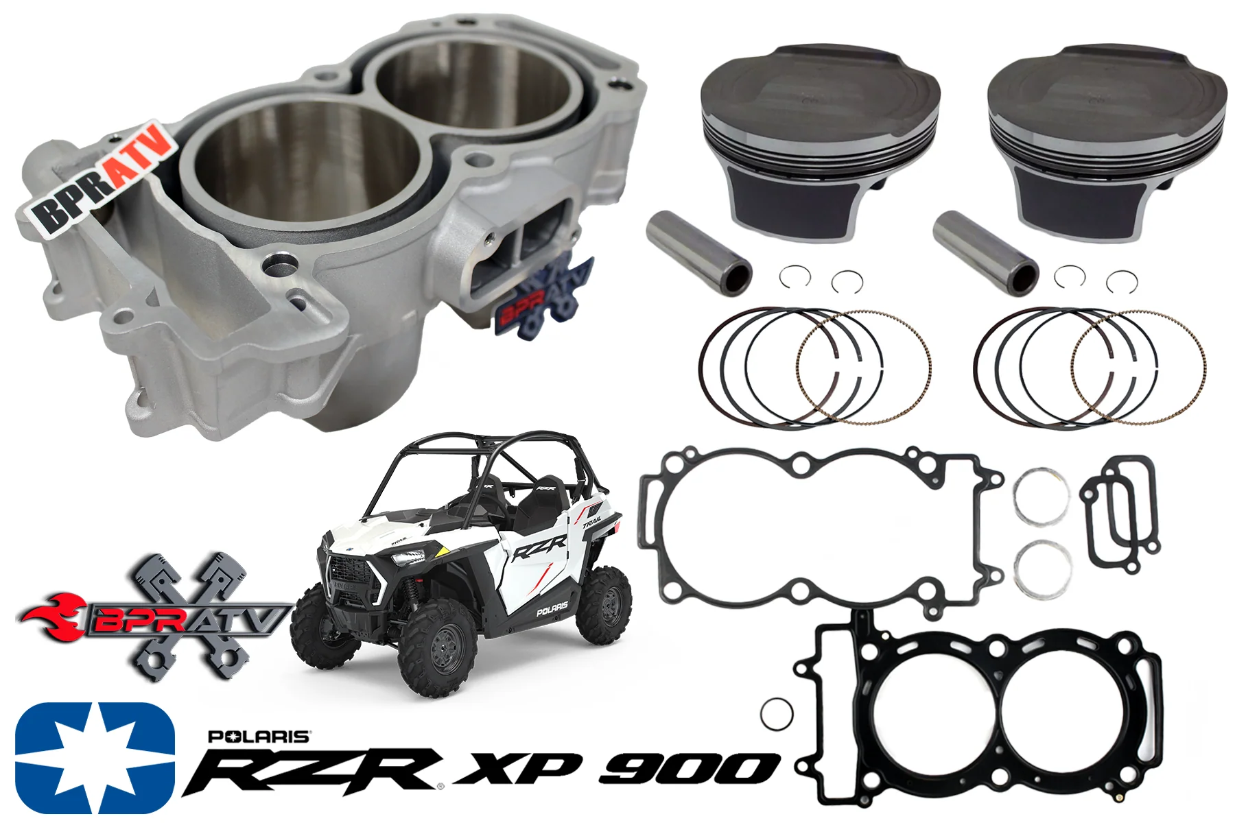 BPRATV Polaris RZR 900 XP XP 4 93mm Cylinder Pistons Top End Rebuild Kit '11-14 - Image 3