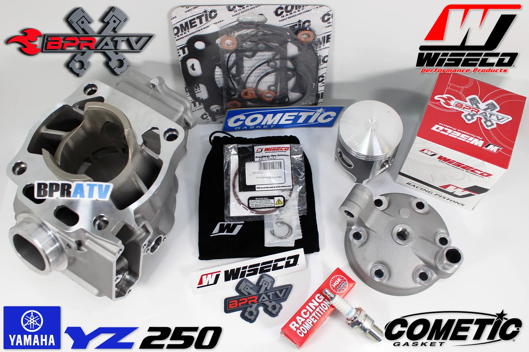 BPRATV Yamaha YZ250 YZ 250 Cylinder Head Wiseco Piston Cometic Full Top End Kit - Image 7