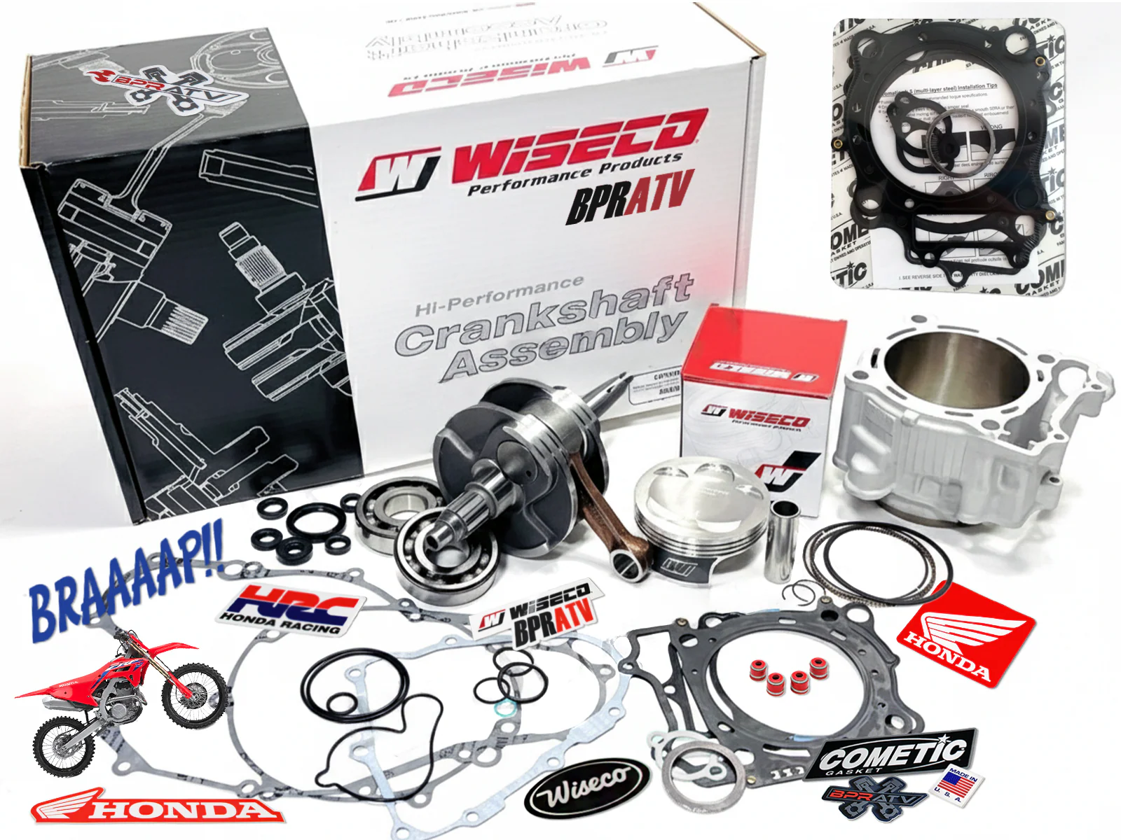 CRF250R CRF 250R 2004-2009 Cylinder Wiseco Piston Crank Gasket Full Rebuild Kit! - Image 6
