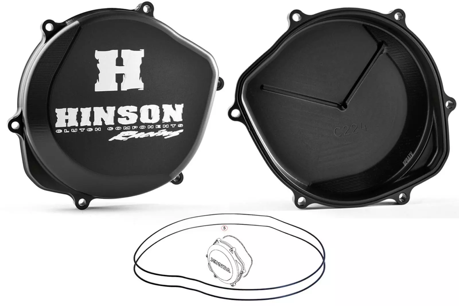 Hinson Racing Black Billet Clutch Cover & Gasket O-ring Honda TRX450R TRX 450ER - Image 14