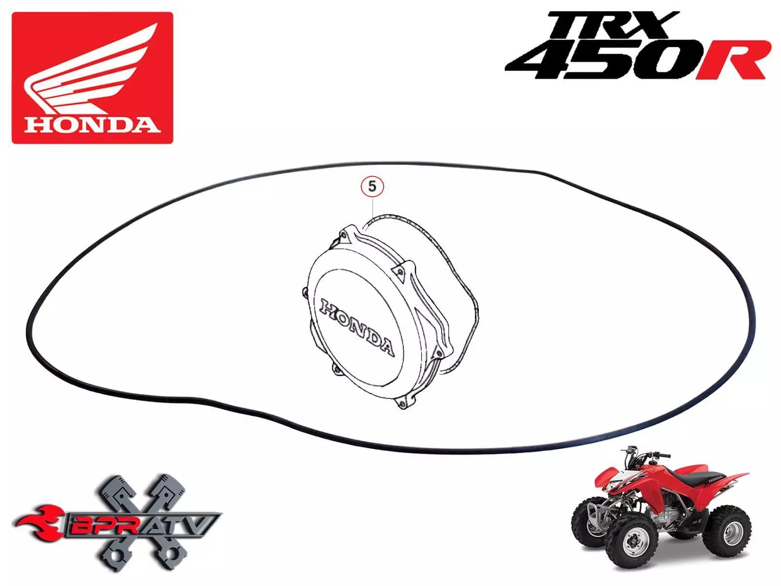 Hinson Racing Black Billet Clutch Cover & Gasket O-ring Honda TRX450R TRX 450ER - Image 7