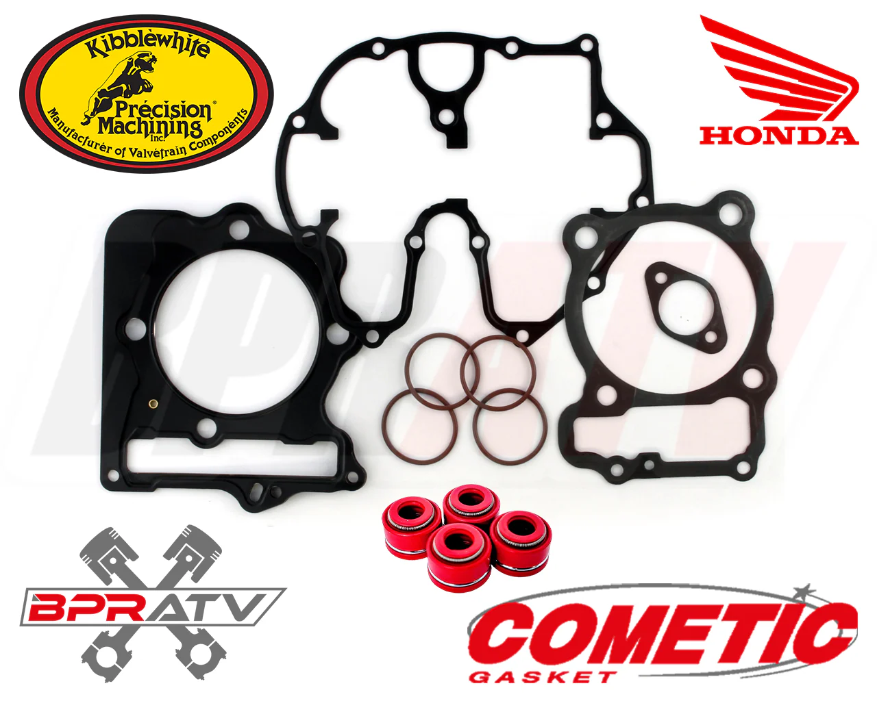 Honda 400EX 86 87 88 89 mm Big Bore Cometic Top End Gasket Kibblewhite RED Seals - Image 2