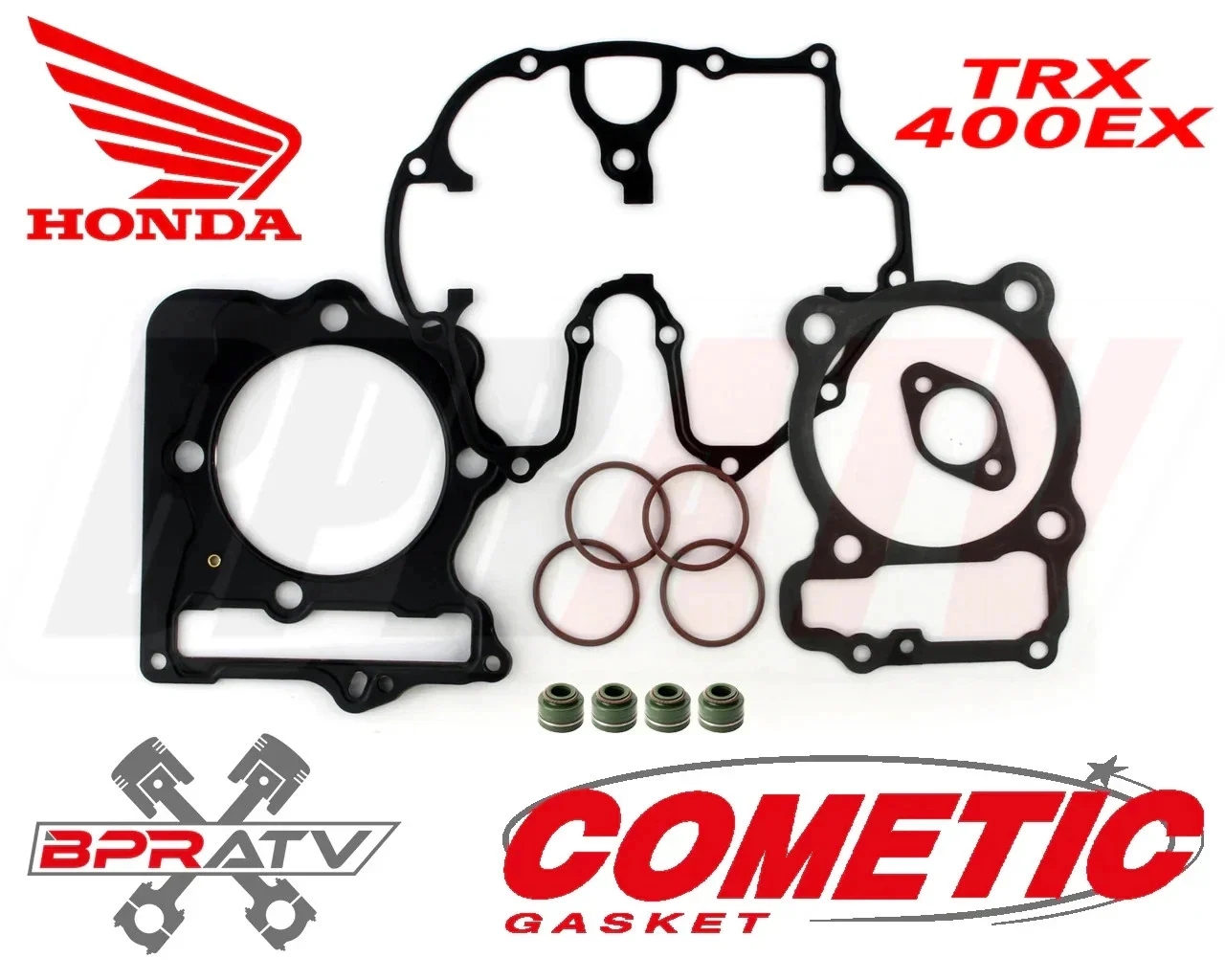 Honda 400EX 86 87 88 89 mm Big Bore Cometic Top End Gasket Kit C7826 Stem Seals - Image 2