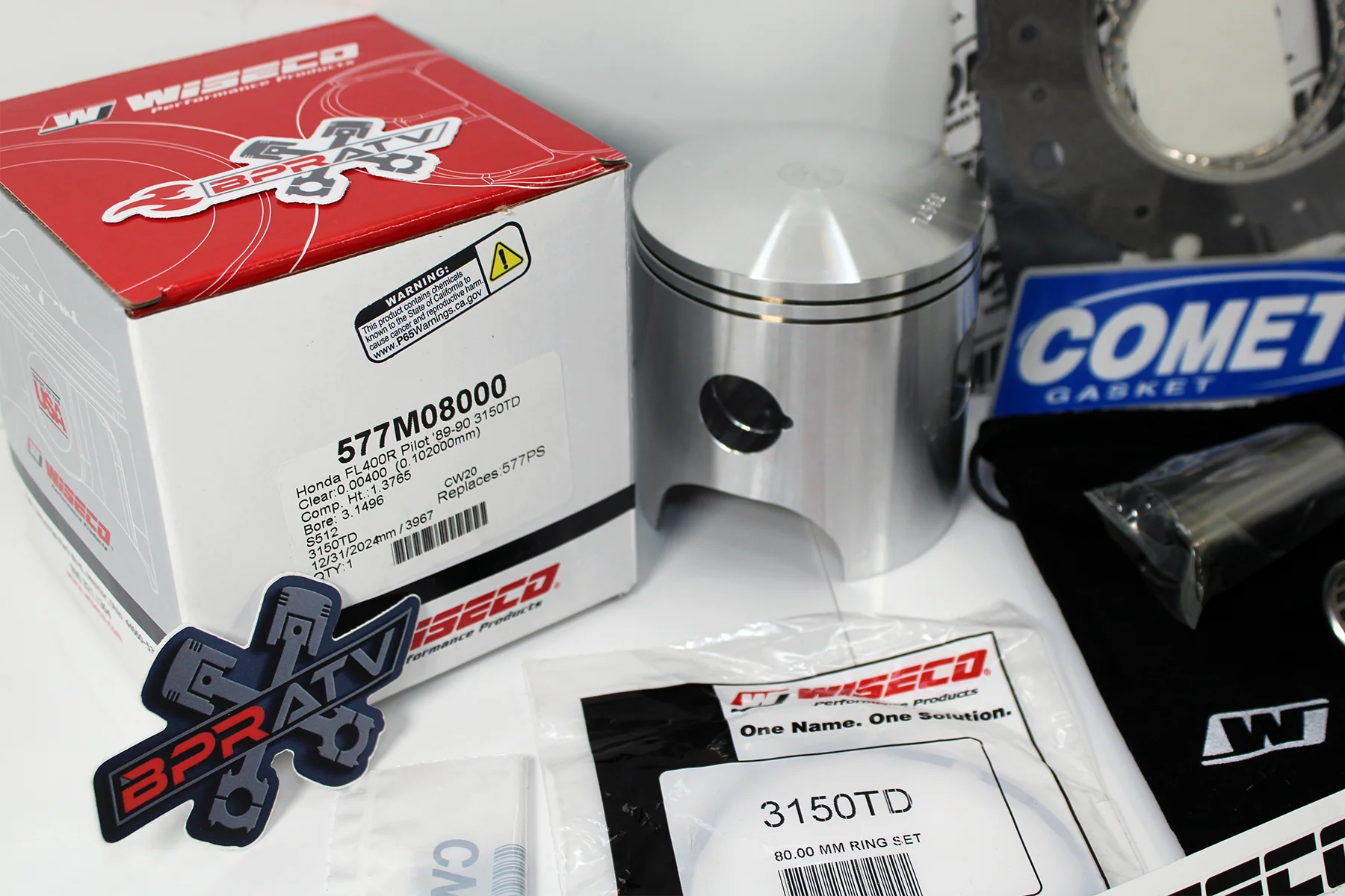 Honda Pilot FL400 80mm Stock Bore Wiseco Piston Kit & Cometic Gasket Top End Kit - Image 9