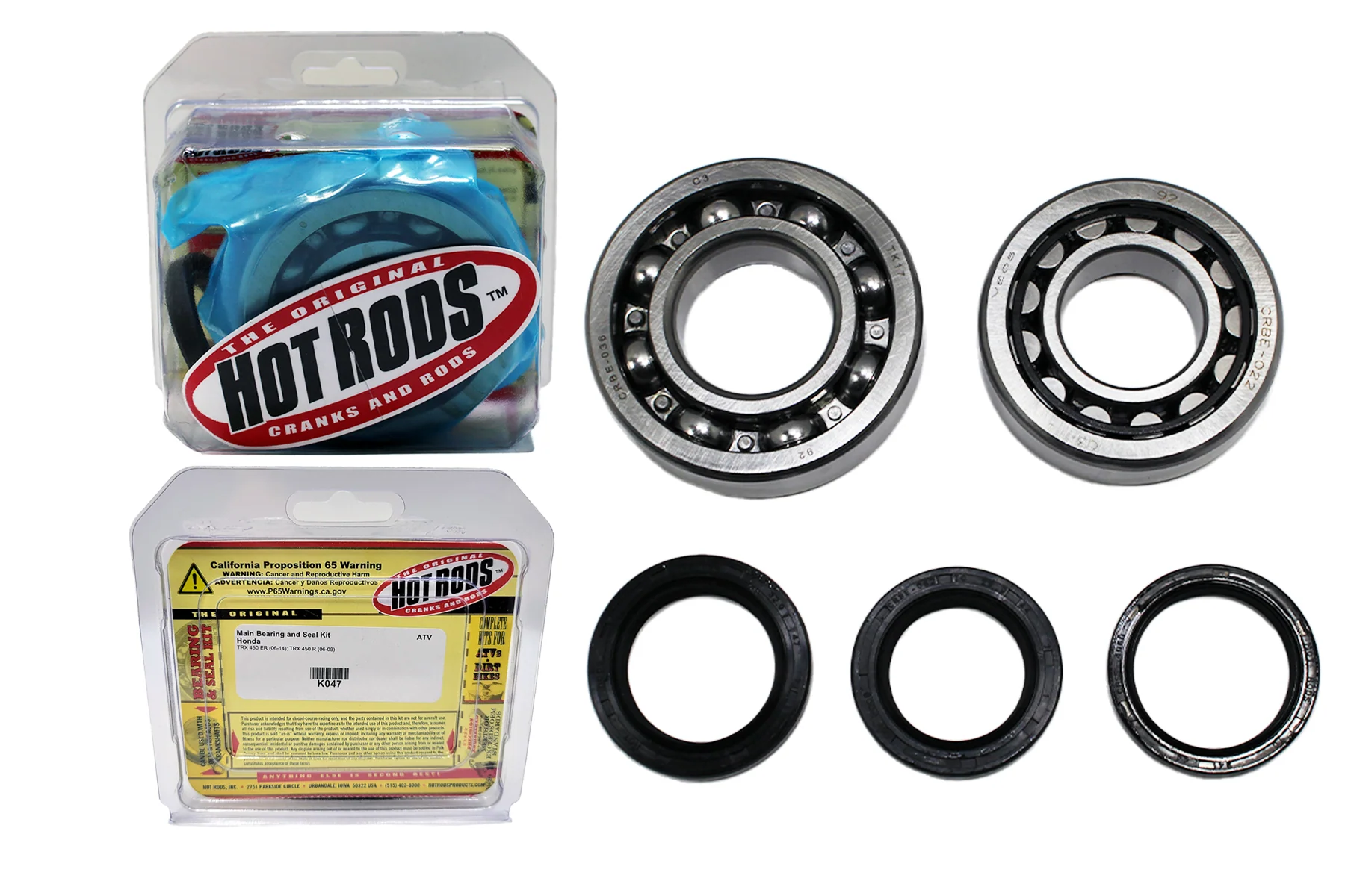 Honda TRX450R TRX 450ER Hot Rods Crankshaft Rebuild Kit Gaskets Bearings & Seals - Image 18