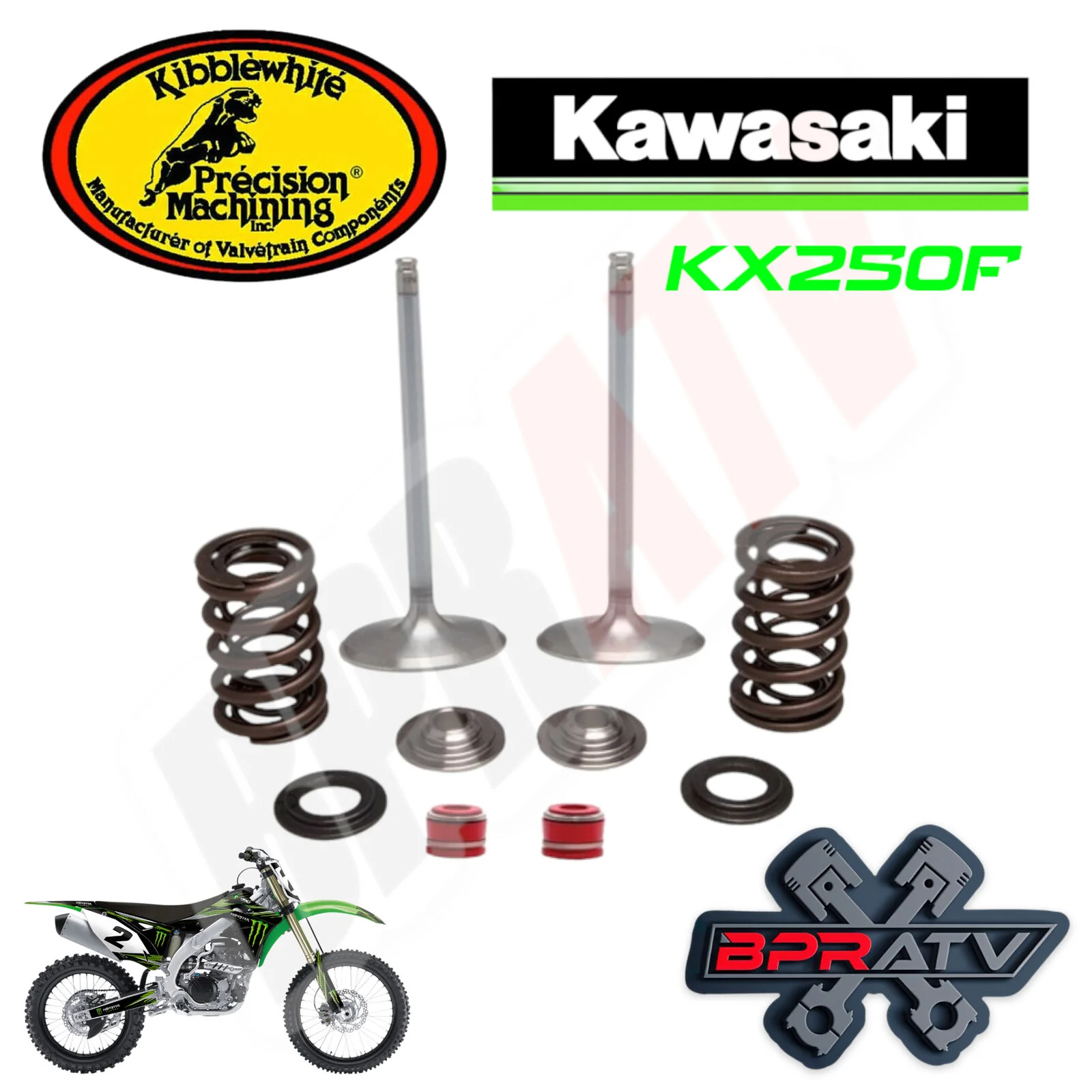 Kawasaki KX250F Kibblewhite Stainless Intake Valves Springs RED Seals Kit '04-16 - Image 9