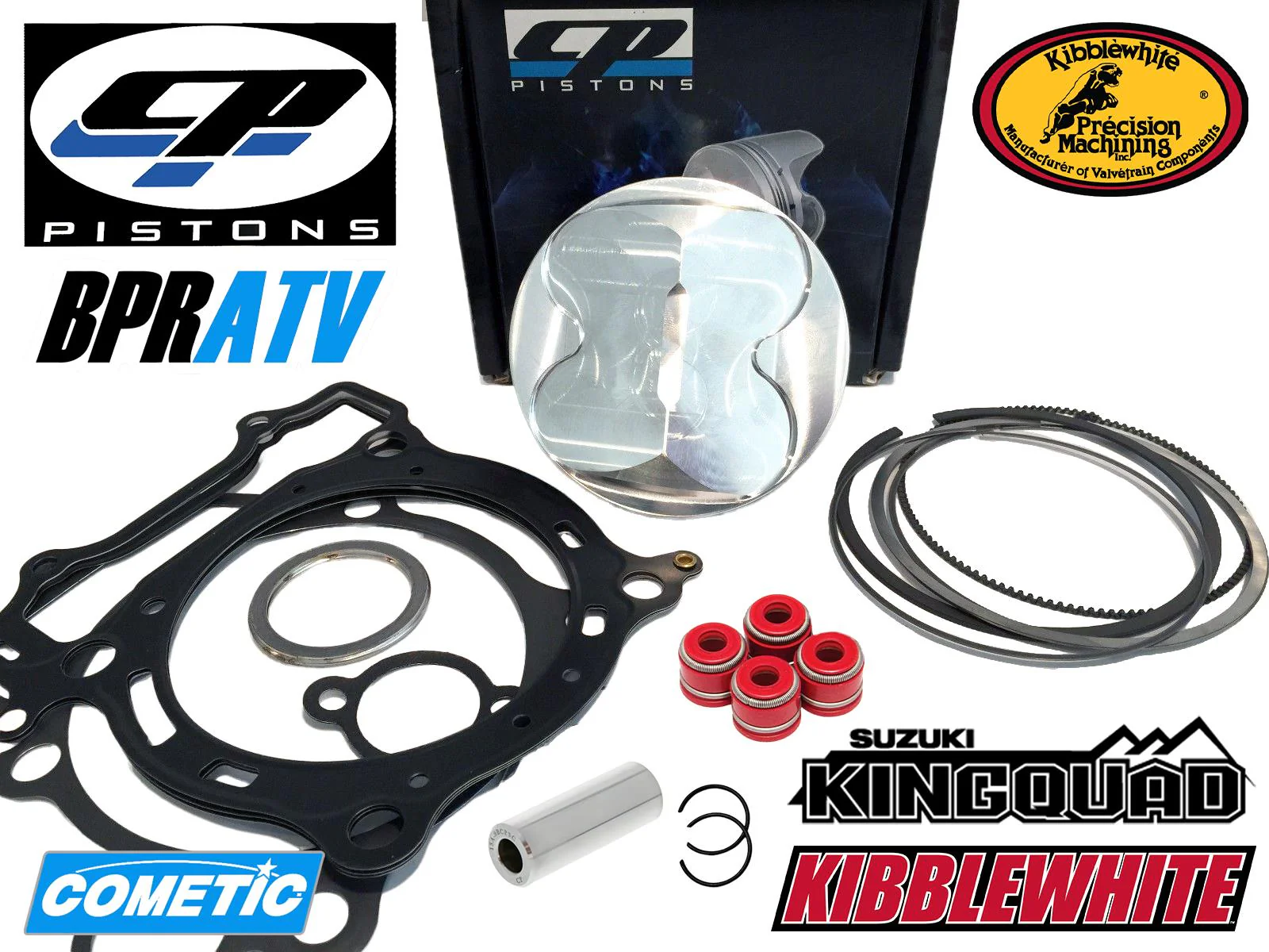 King Quad 700 750 Big Bore Piston CP Carrillo 106 mil +2 +4 Cometic Gasket Seals - Image 2