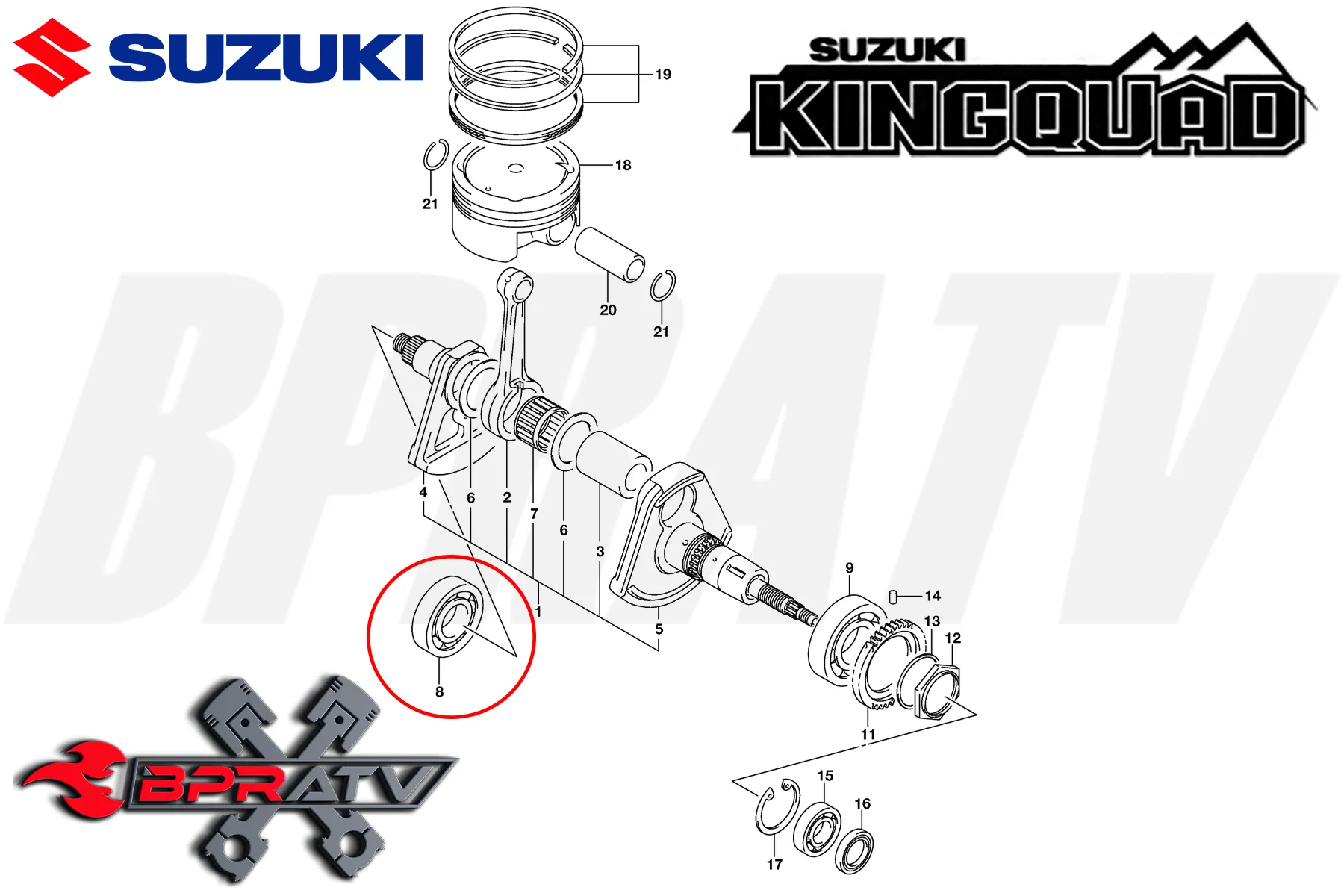King Quad 700 750 SKF Crank Bearing Right Side Replaces Suzuki OEM # 12223-31G02 - Image 3